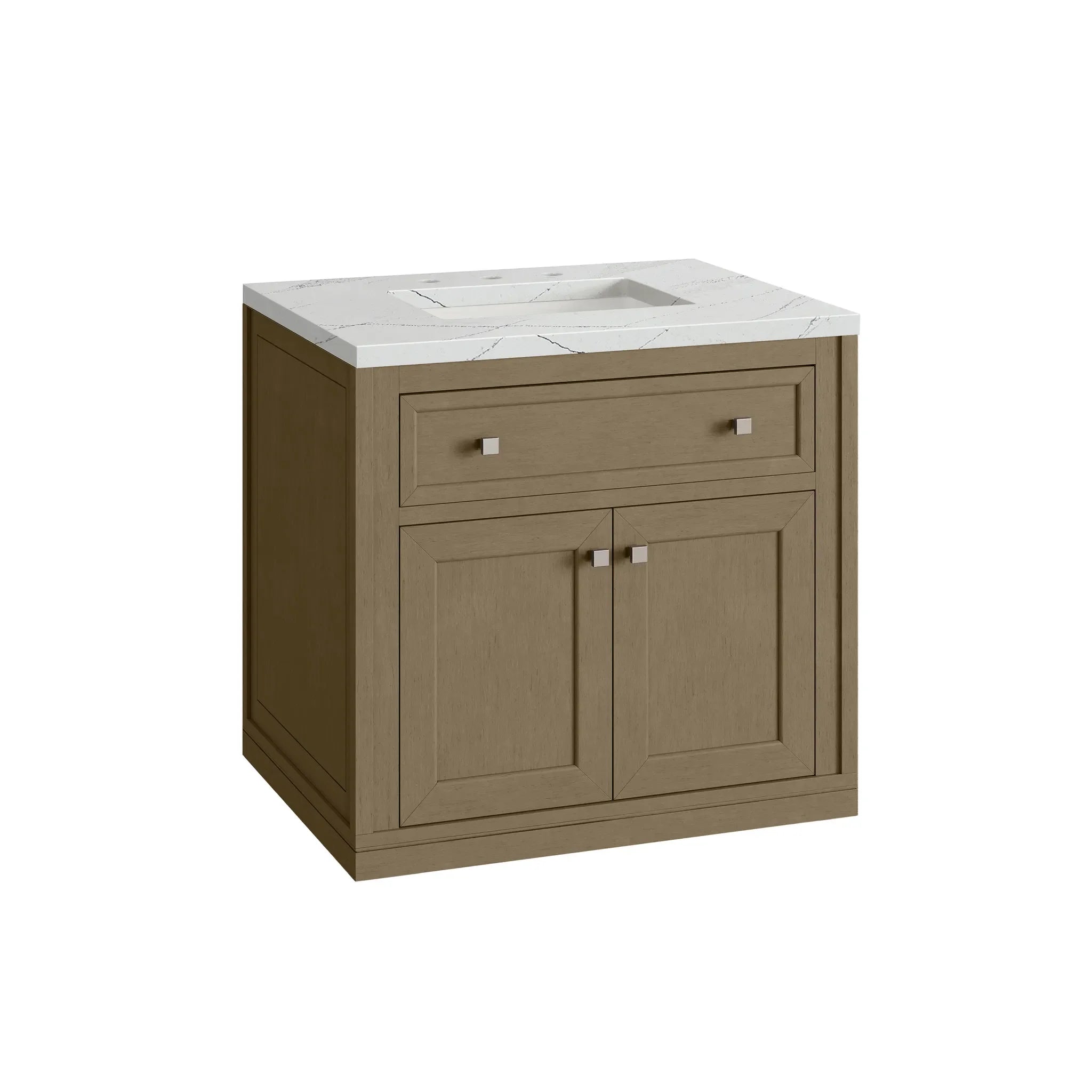 30" Chicago Single Vanity in Walnut Whisper-Ethereal Noctis Silestone-8" Widespread image 20