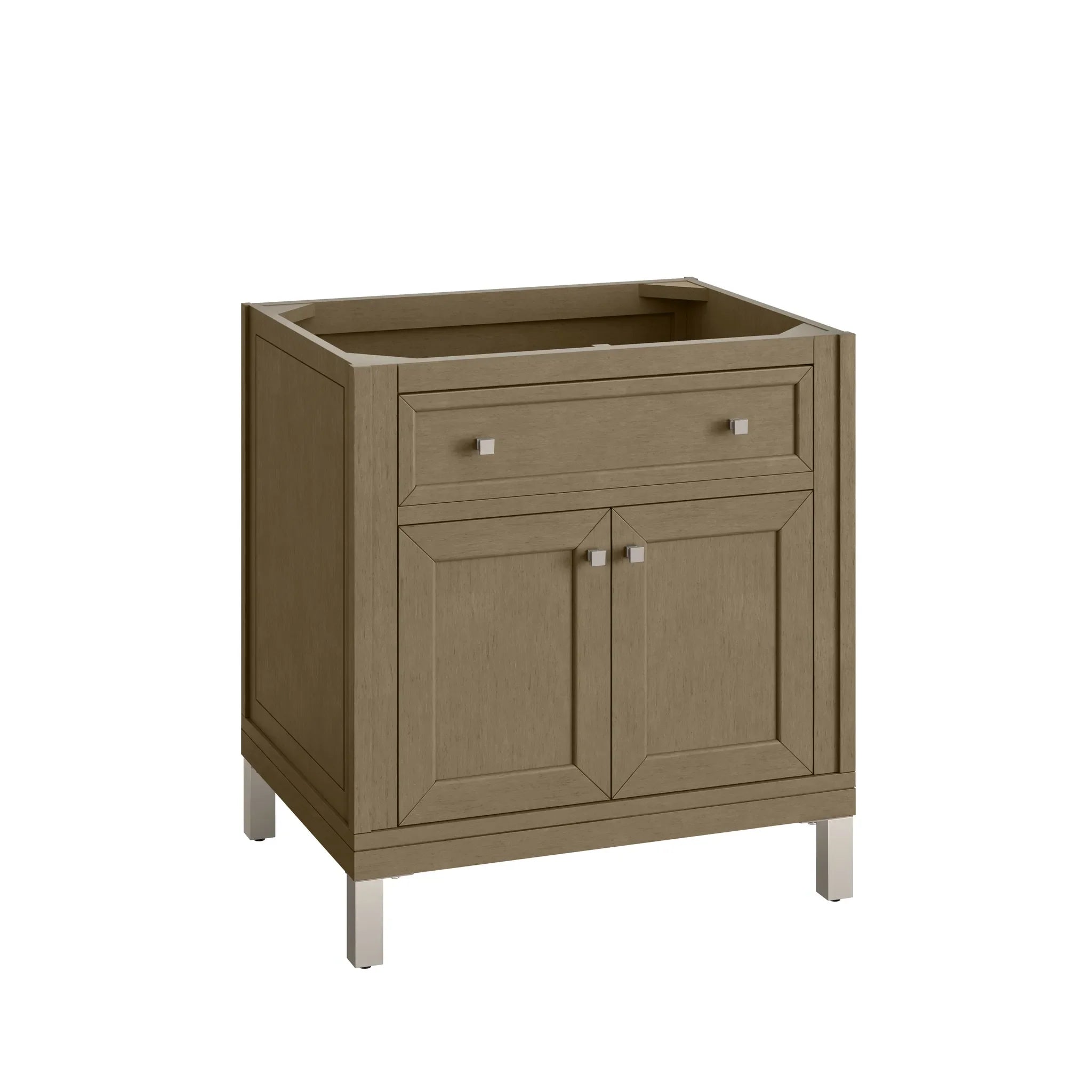 30" Chicago Single Vanity in Walnut Whisper-Lime Delight Silestone-8" Widespread image 2