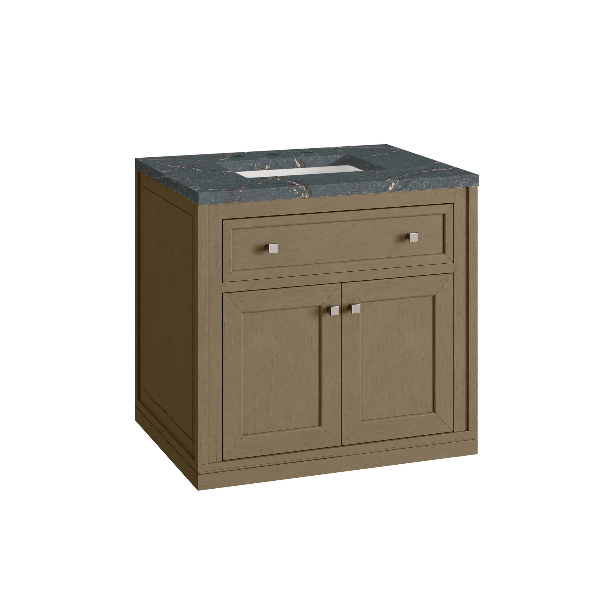30" Chicago Single Vanity in Walnut Whisper-Parisien Bleu Silestone-8" Widespread image 18