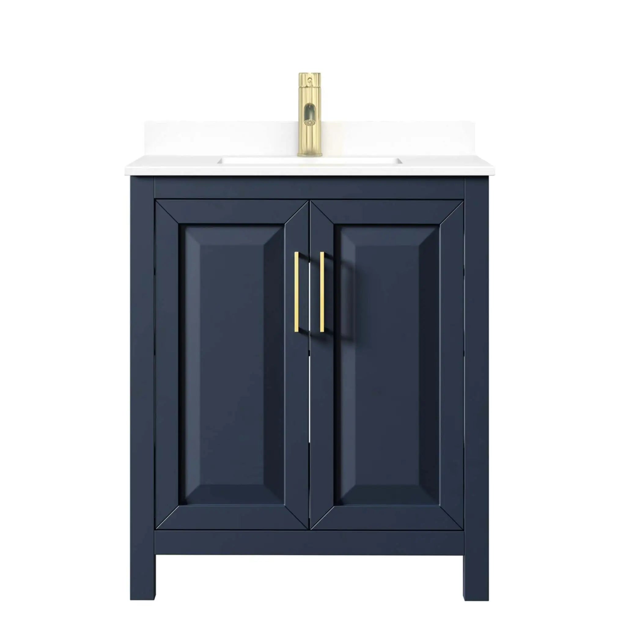 30" Daria Single Bathroom Vanity in Dark Blue with Brushed Gold Trim by Wyndham