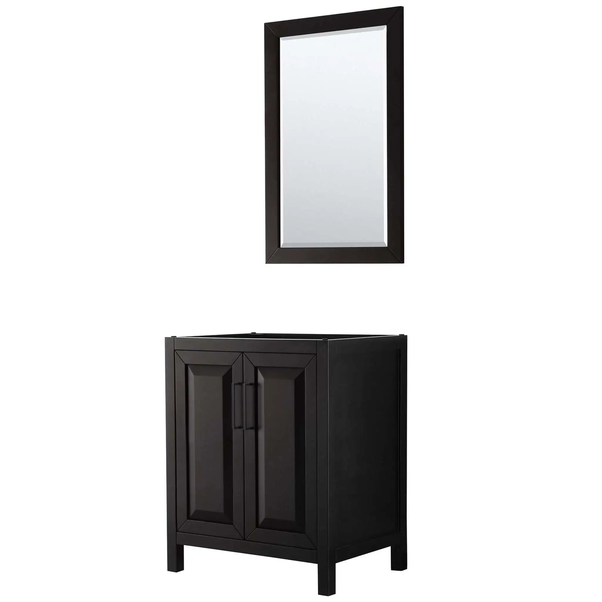 30" Daria Single Bathroom Vanity in Dark Espresso with Matte Black Trim & 24" Mirror by Wyndham