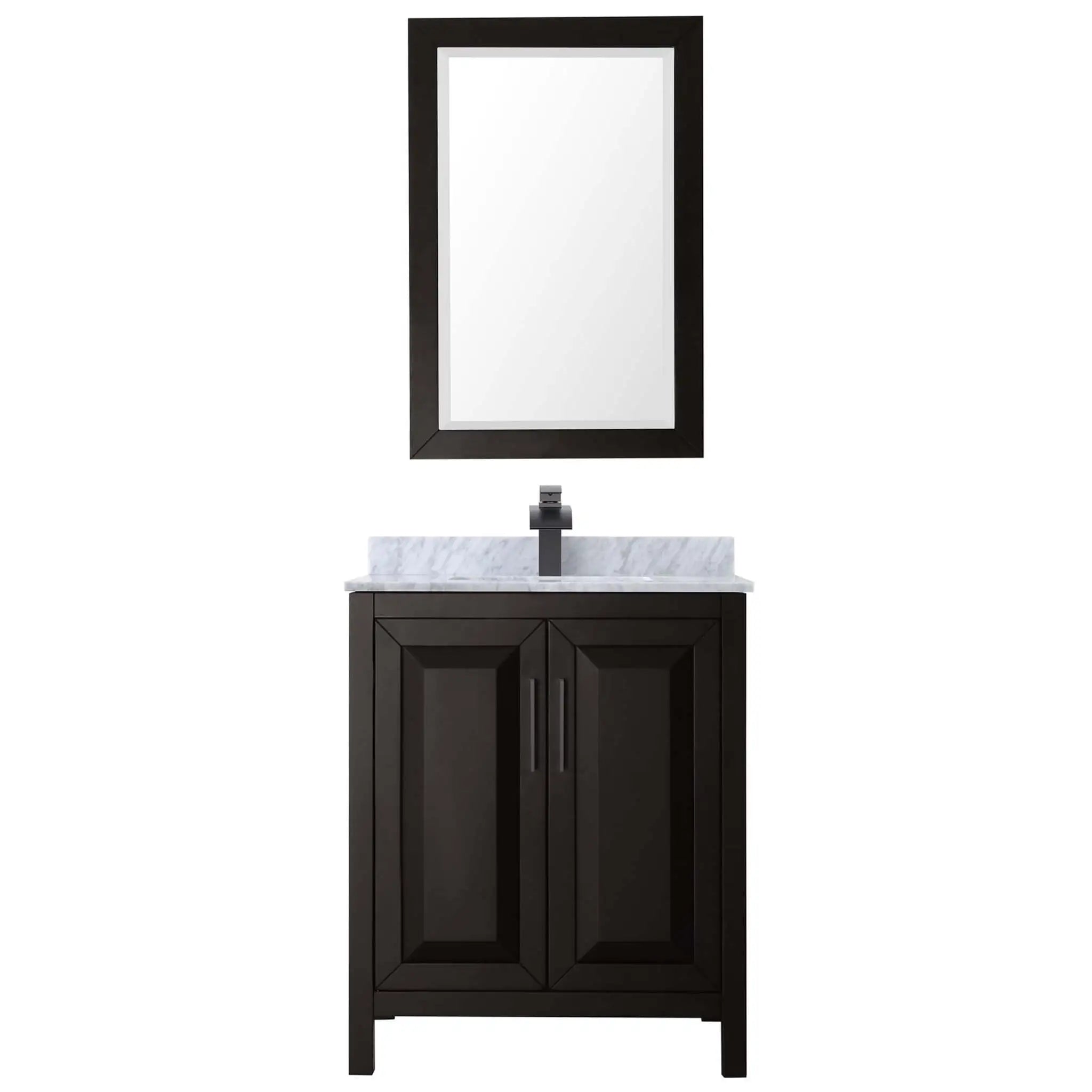 30" Daria Single Bathroom Vanity in Dark Espresso with Matte Black Trim & 24" Mirror by Wyndham