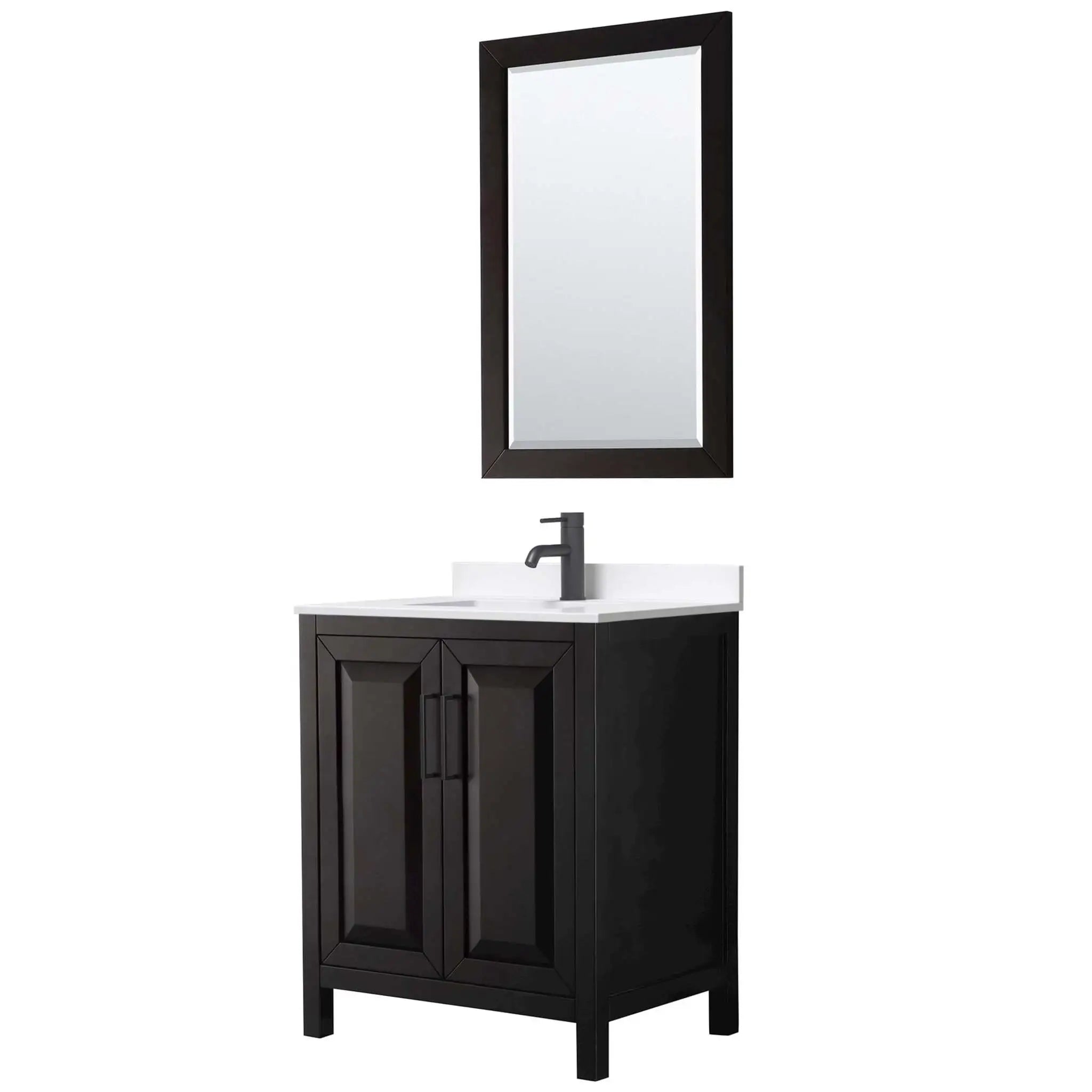 30" Daria Single Bathroom Vanity in Dark Espresso with Matte Black Trim & 24" Mirror by Wyndham