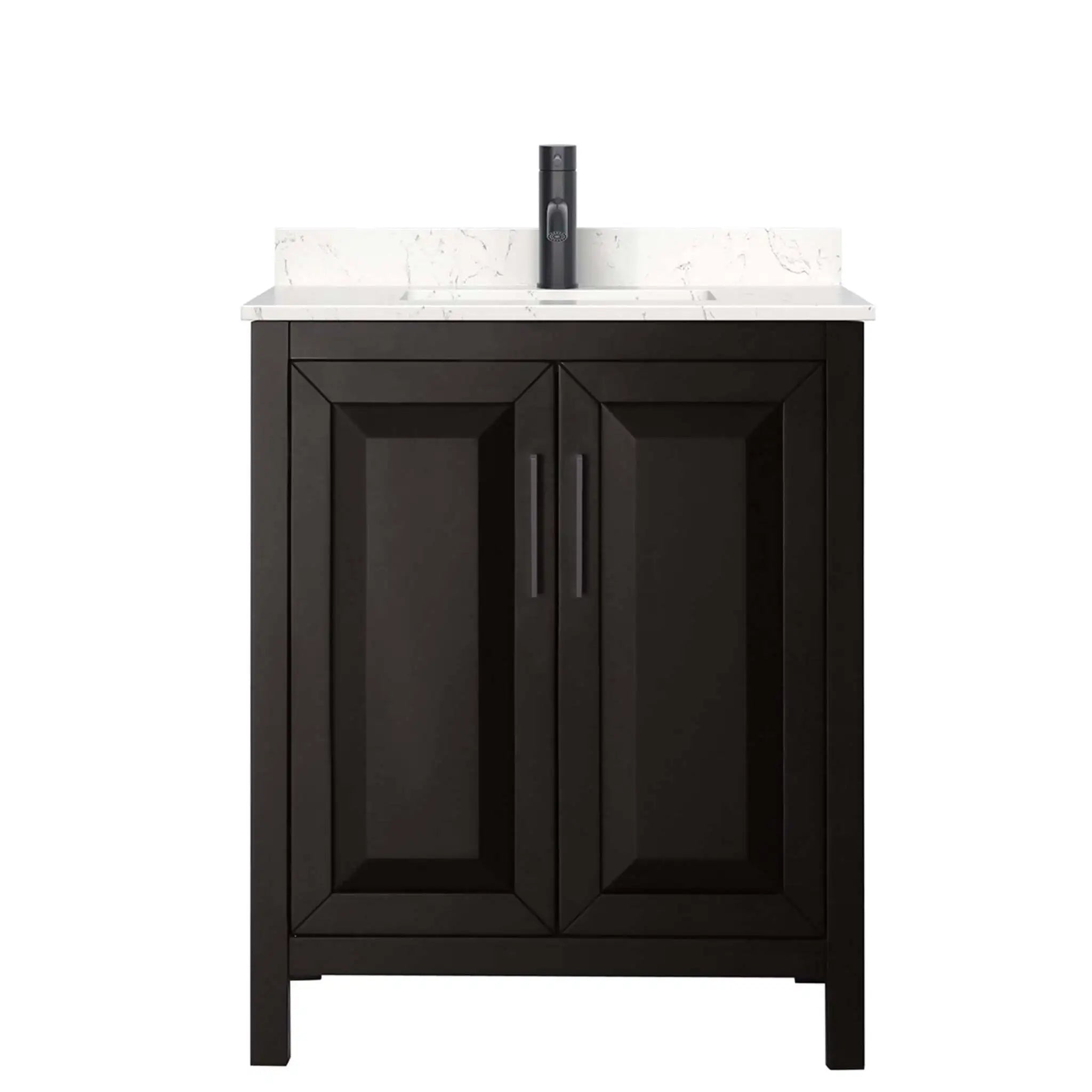 30" Daria Single Bathroom Vanity in Dark Espresso with Matte Black Trim by Wyndham