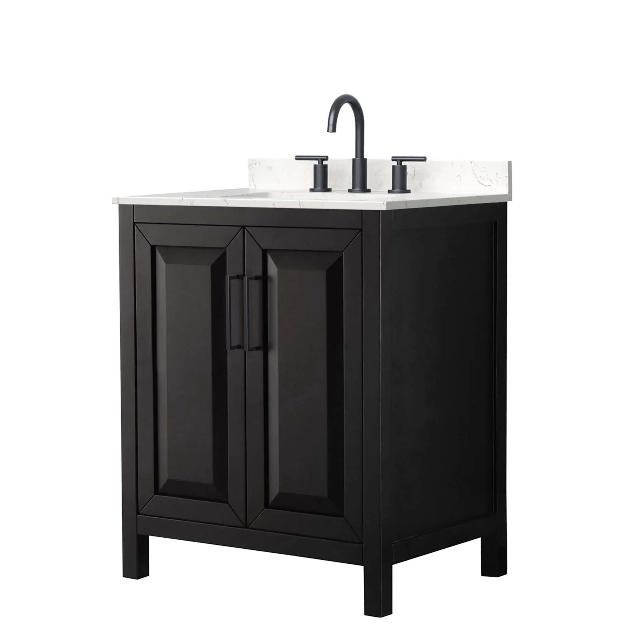 30" Daria Single Bathroom Vanity in Dark Espresso with Matte Black Trim by Wyndham