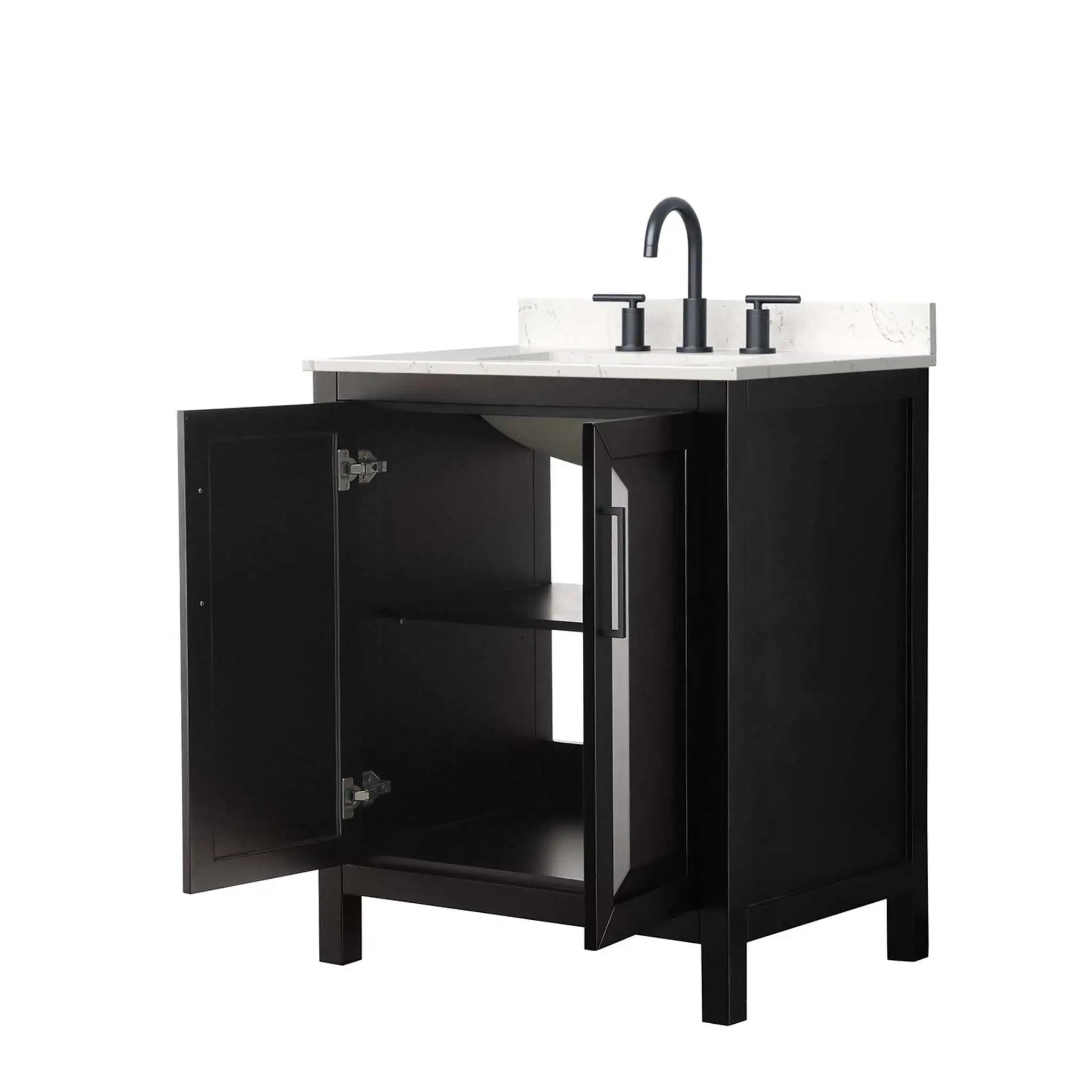 30" Daria Single Bathroom Vanity in Dark Espresso with Matte Black Trim by Wyndham