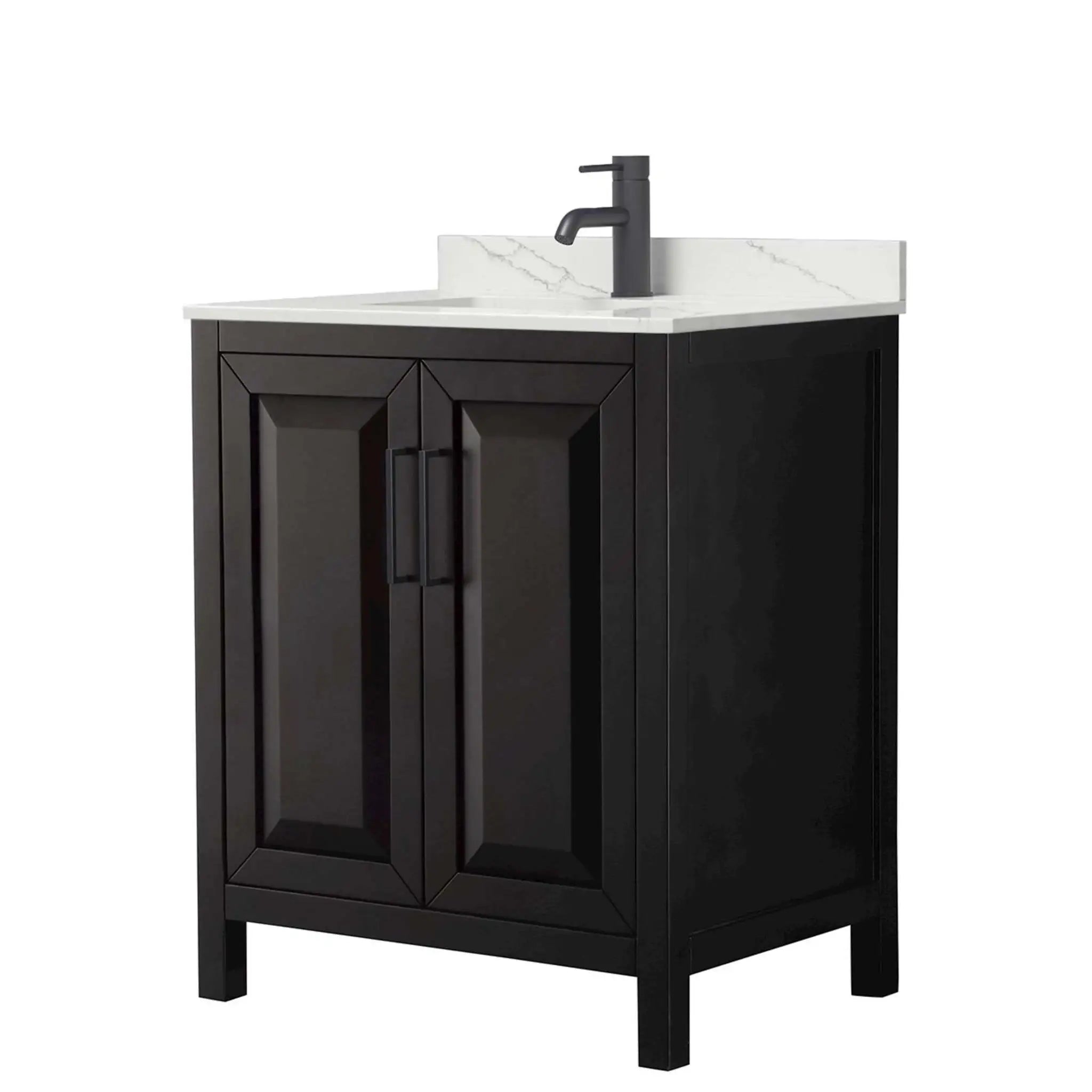 30" Daria Single Bathroom Vanity in Dark Espresso with Matte Black Trim by Wyndham