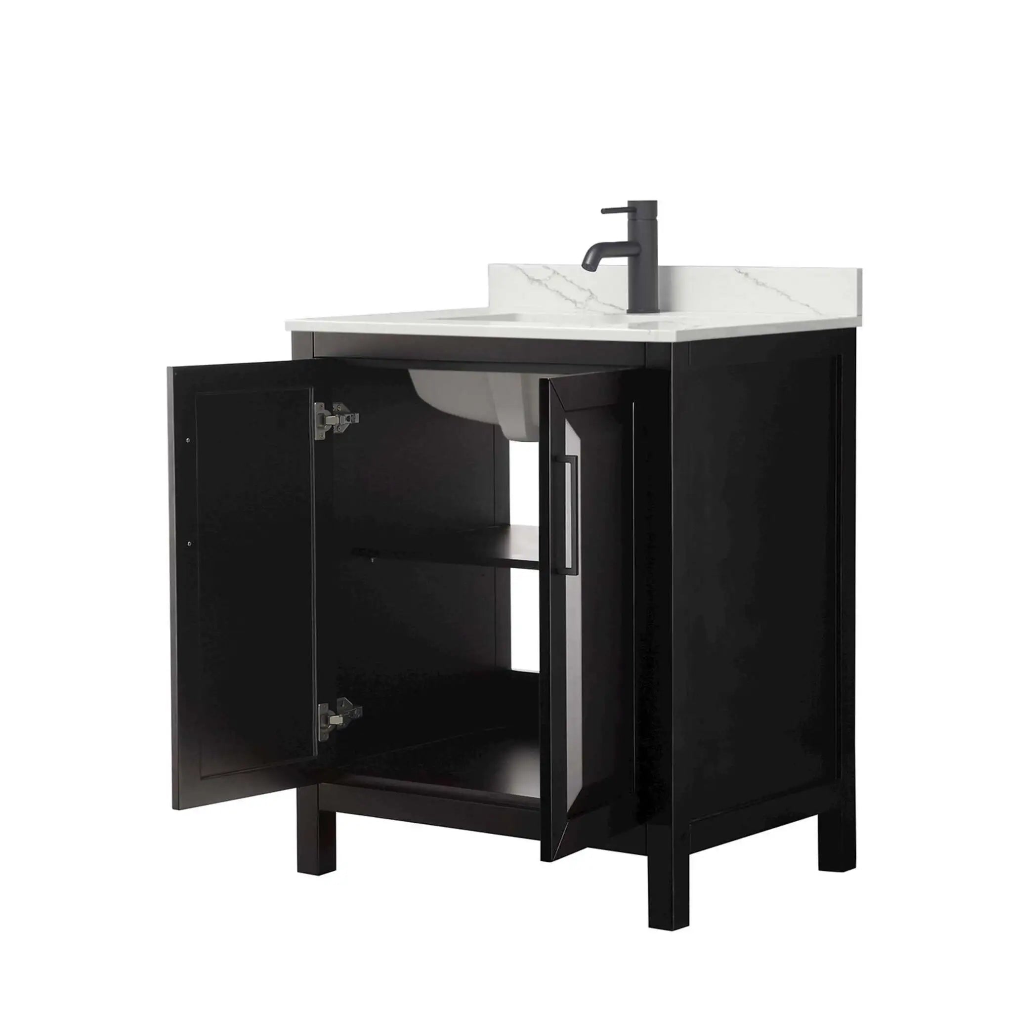30" Daria Single Bathroom Vanity in Dark Espresso with Matte Black Trim by Wyndham