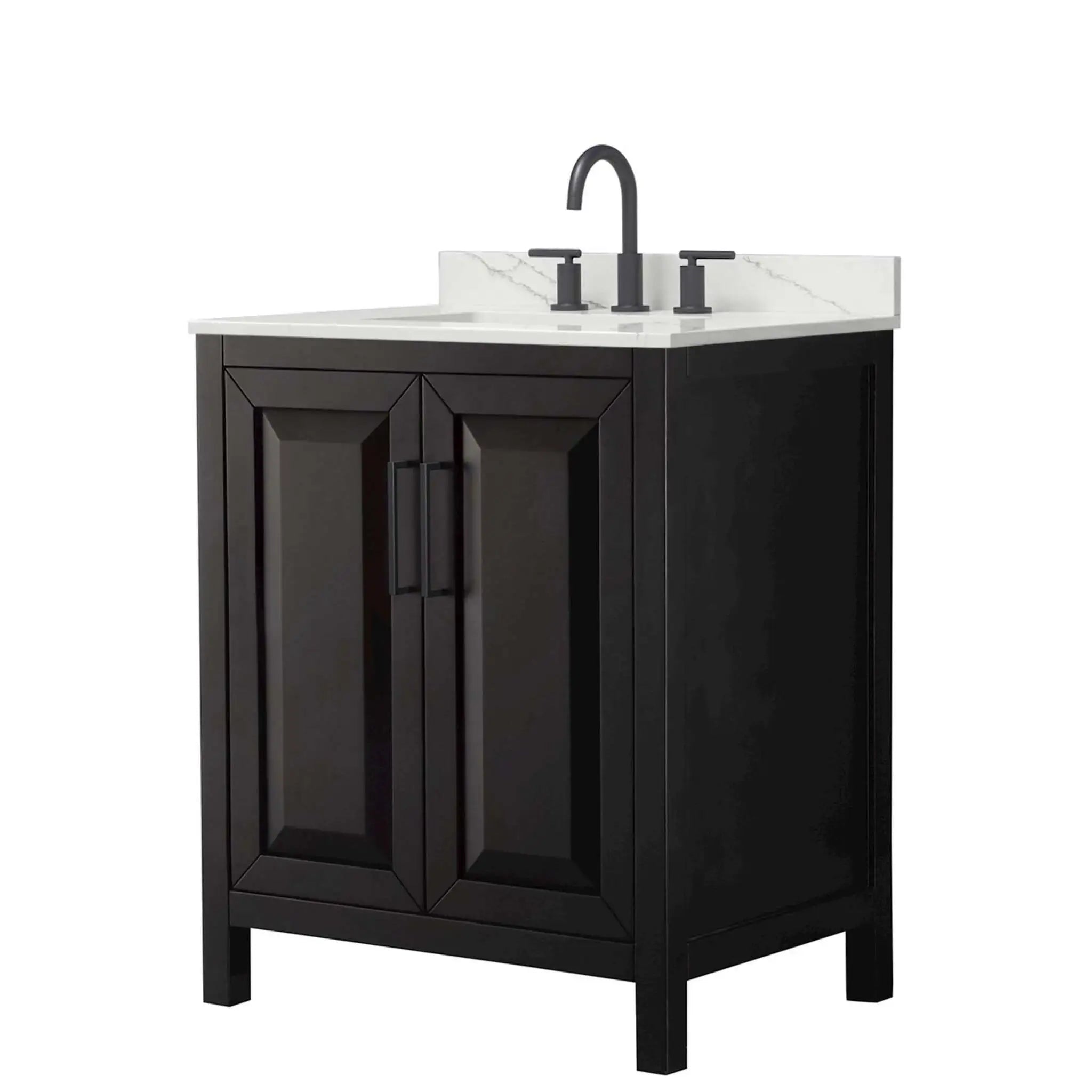 30" Daria Single Bathroom Vanity in Dark Espresso with Matte Black Trim by Wyndham