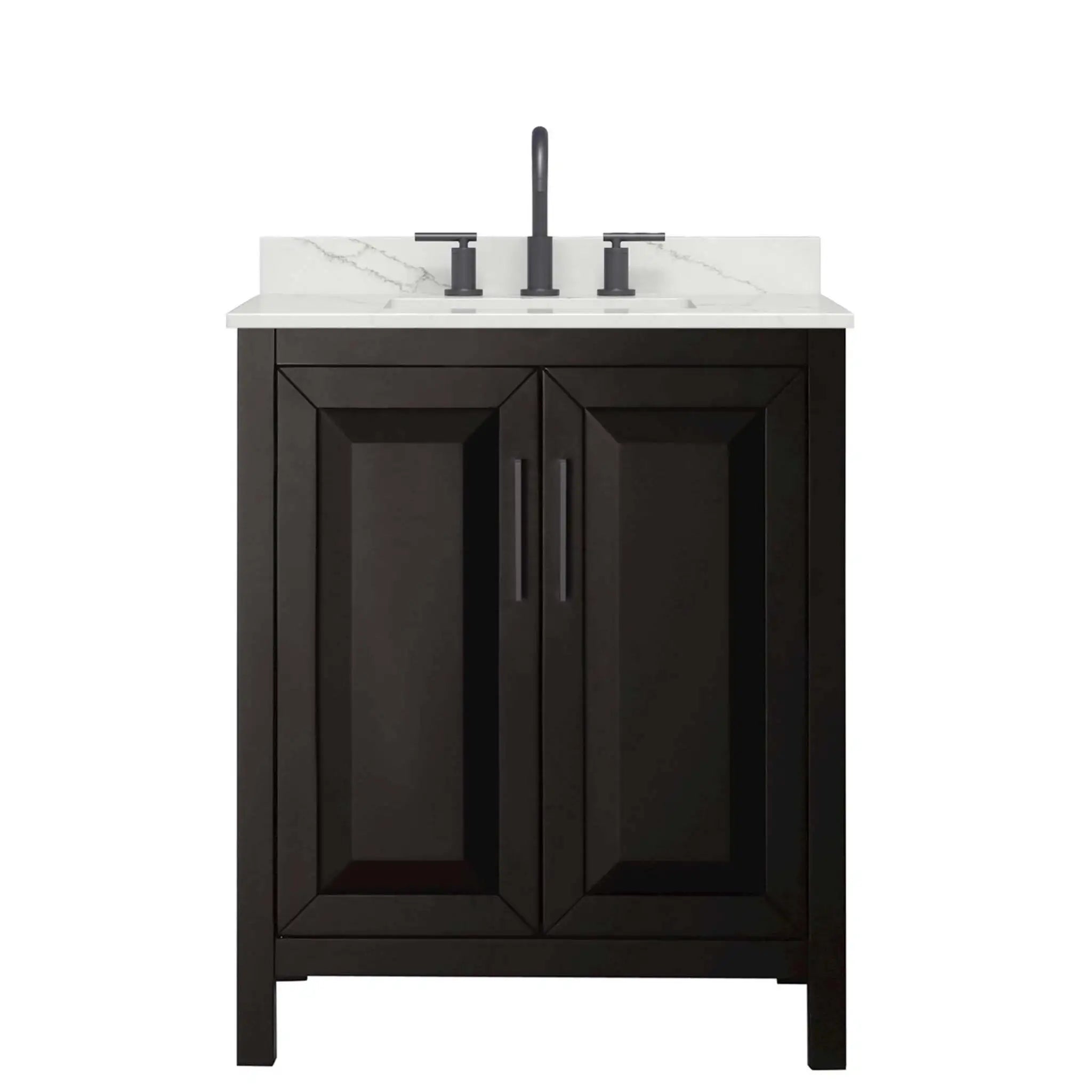 30" Daria Single Bathroom Vanity in Dark Espresso with Matte Black Trim by Wyndham