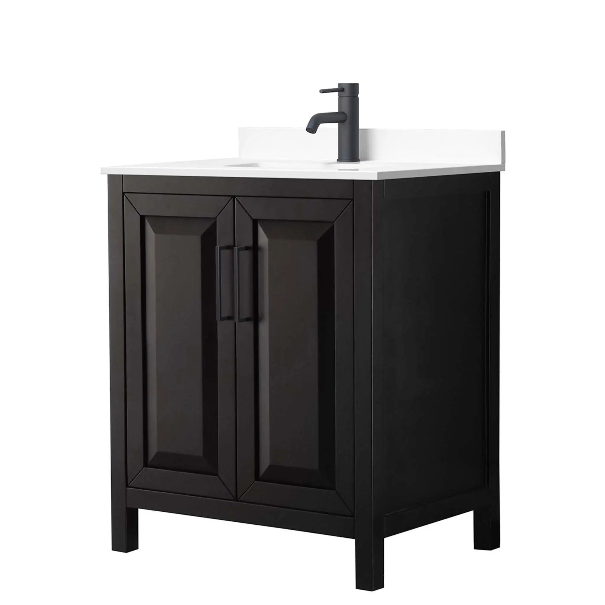 30" Daria Single Bathroom Vanity in Dark Espresso with Matte Black Trim by Wyndham