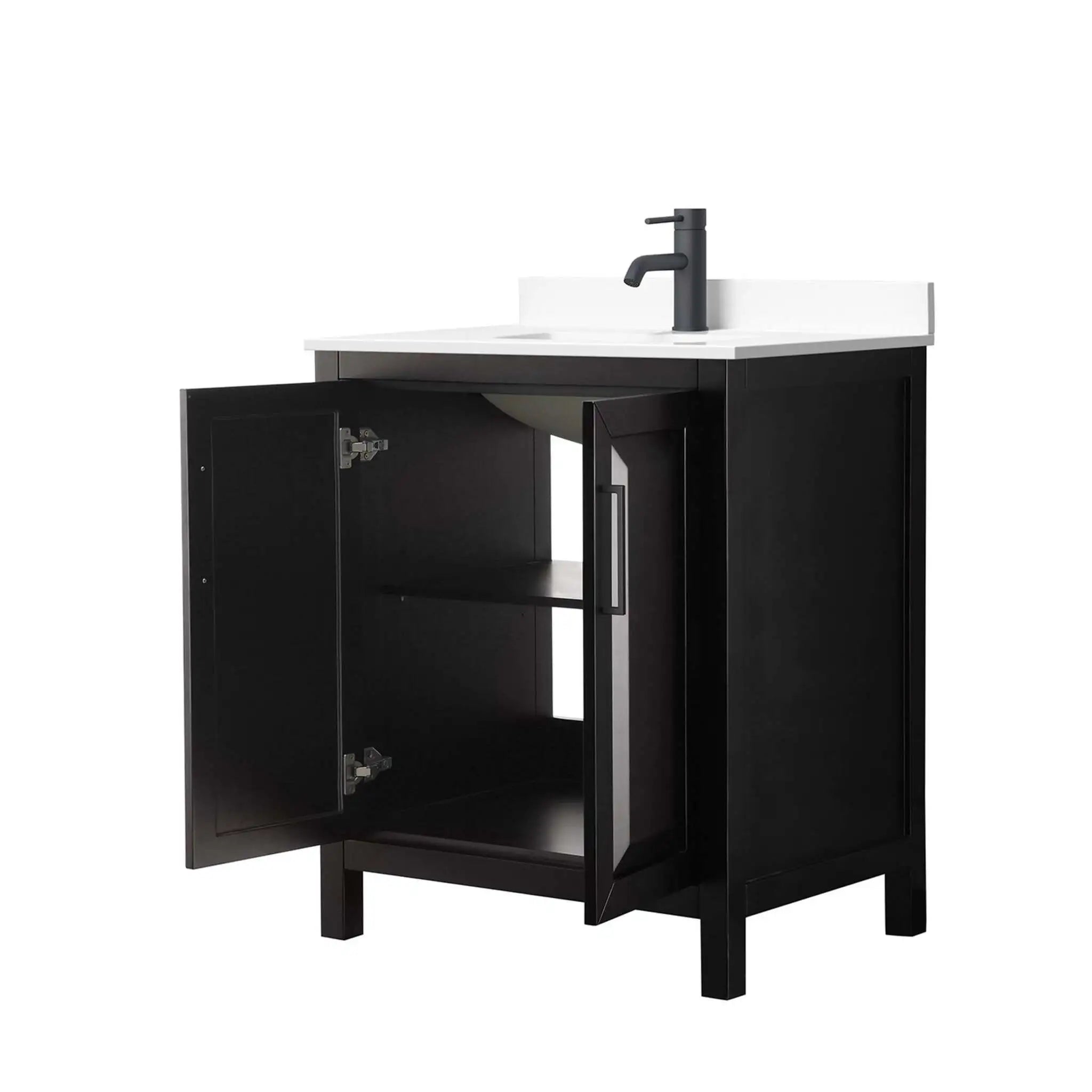 30" Daria Single Bathroom Vanity in Dark Espresso with Matte Black Trim by Wyndham
