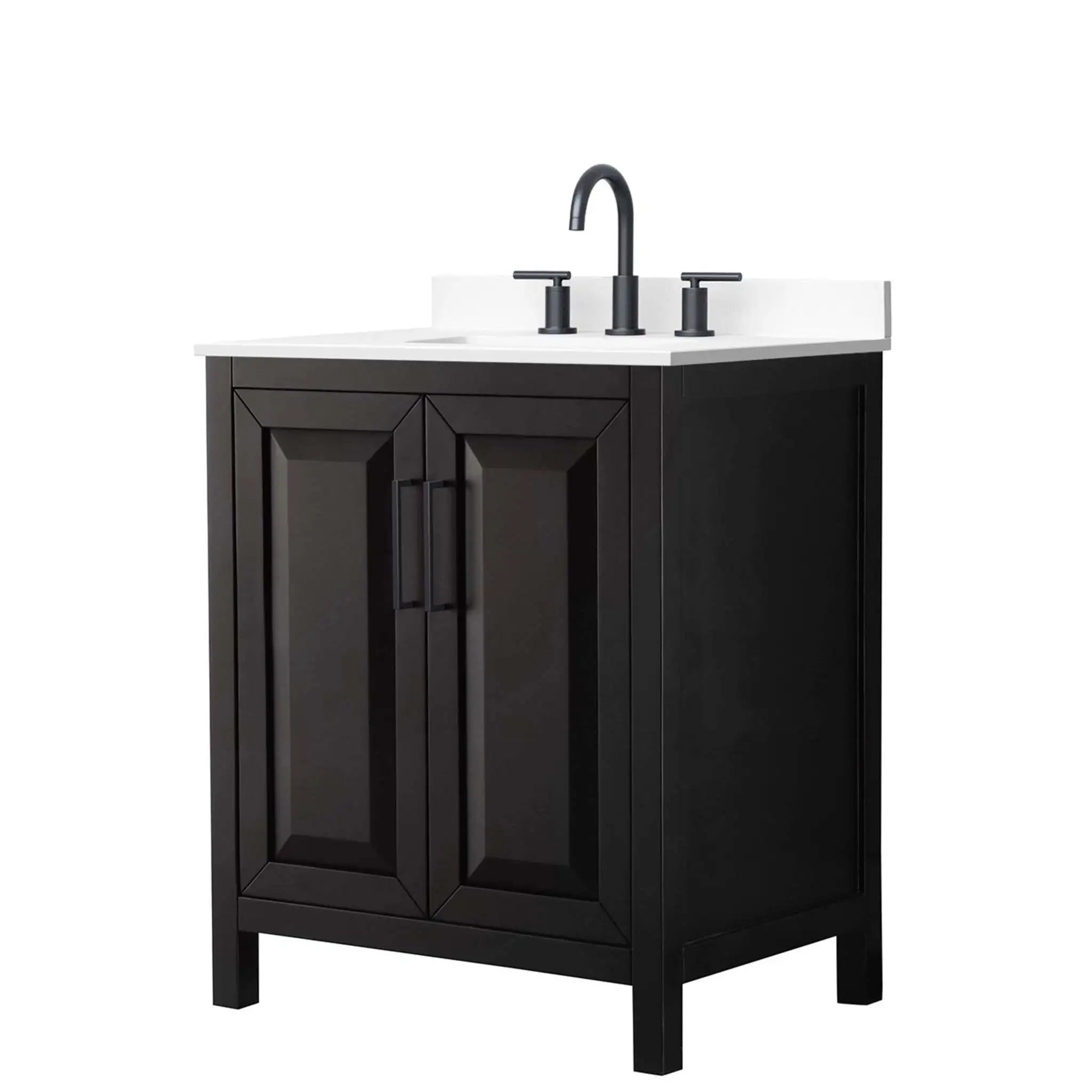 30" Daria Single Bathroom Vanity in Dark Espresso with Matte Black Trim by Wyndham