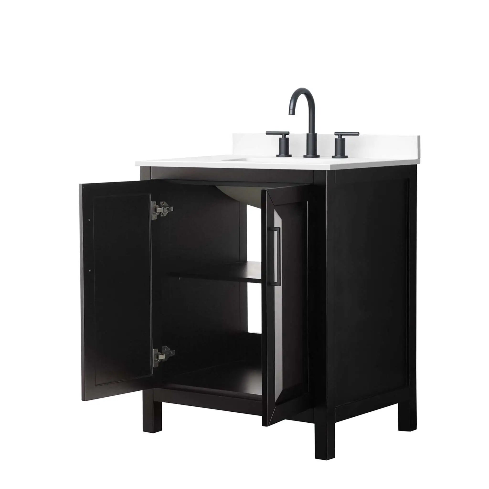 30" Daria Single Bathroom Vanity in Dark Espresso with Matte Black Trim by Wyndham