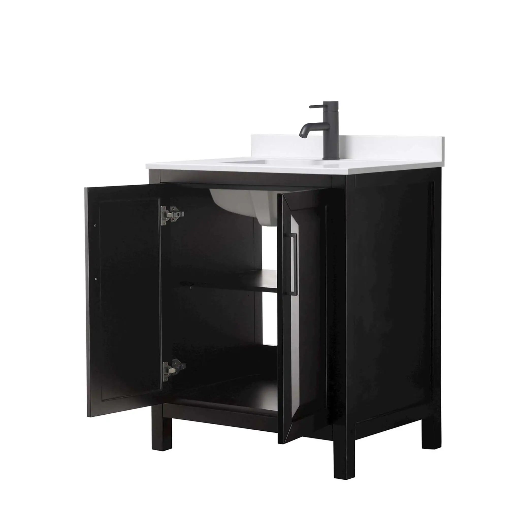 30" Daria Single Bathroom Vanity in Dark Espresso with Matte Black Trim by Wyndham