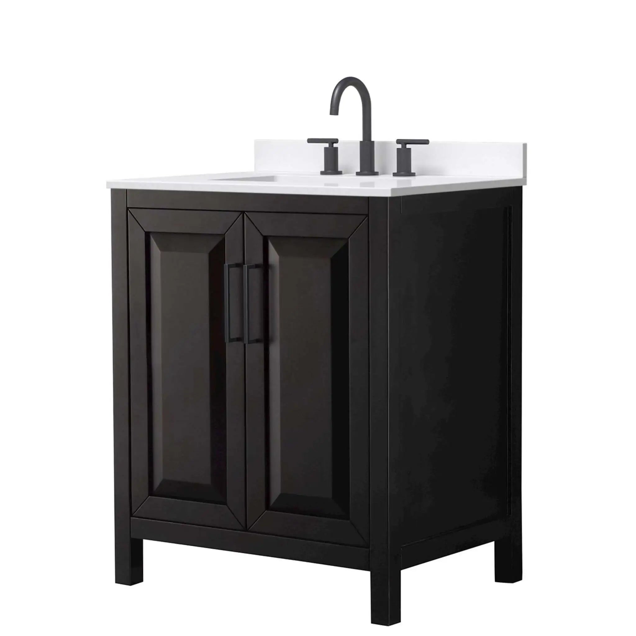30" Daria Single Bathroom Vanity in Dark Espresso with Matte Black Trim by Wyndham