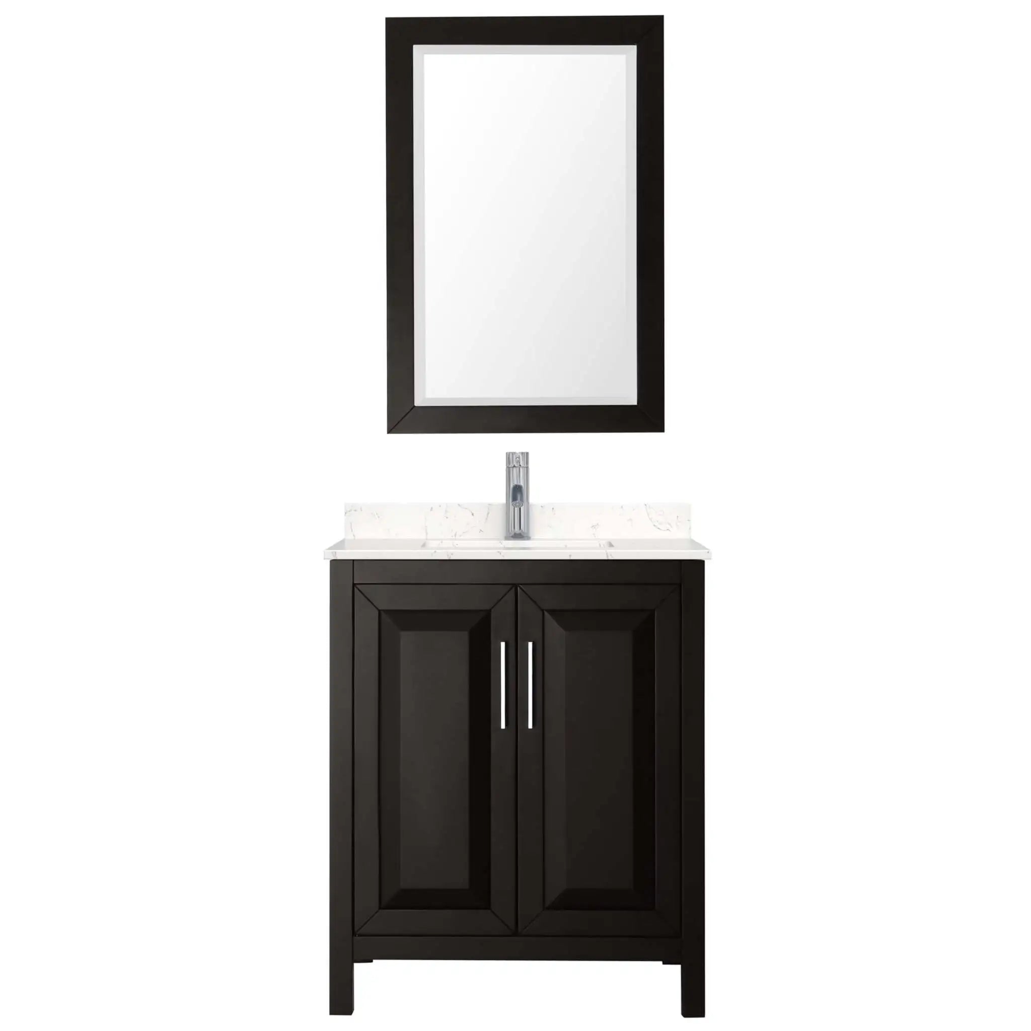 30" Daria Single Bathroom Vanity in Dark Espresso with Polished Chrome Trim & 24" Mirror by Wyndham