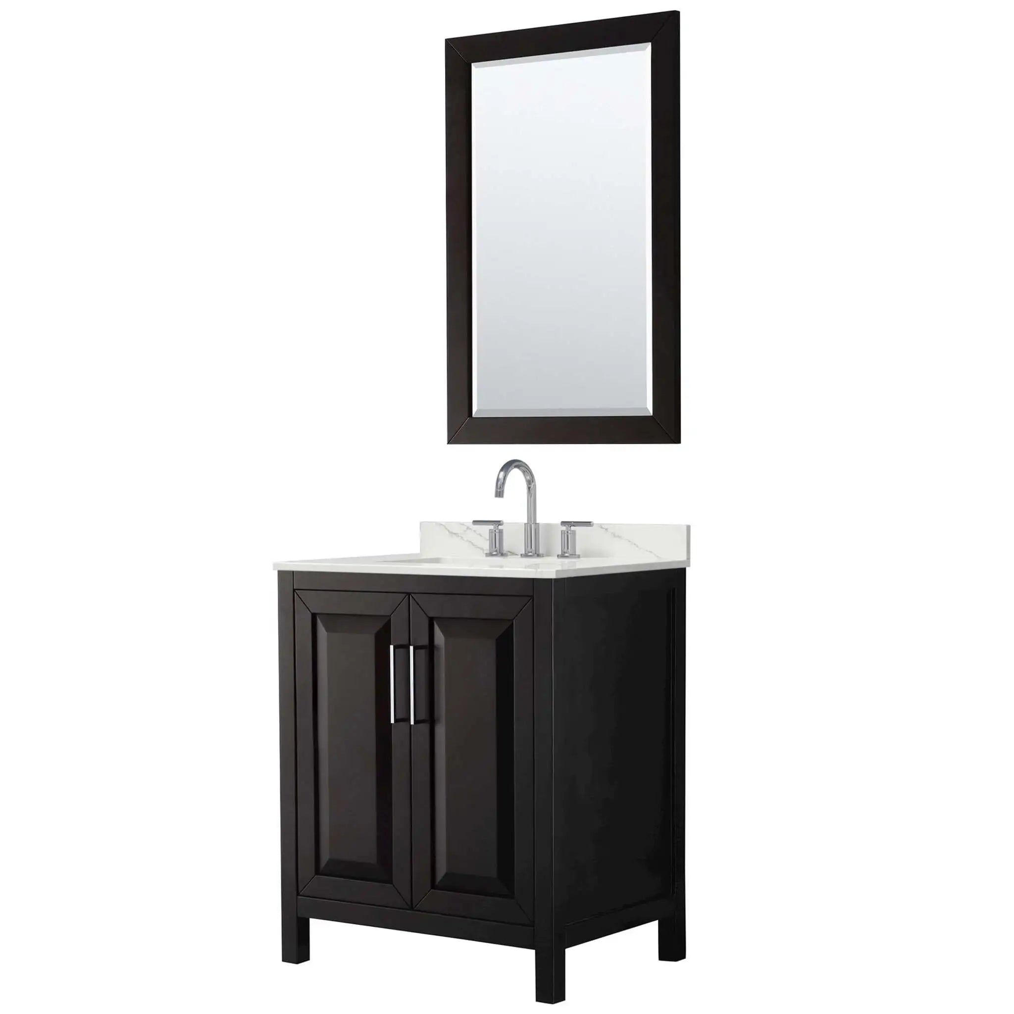 30" Daria Single Bathroom Vanity in Dark Espresso with Polished Chrome Trim & 24" Mirror by Wyndham