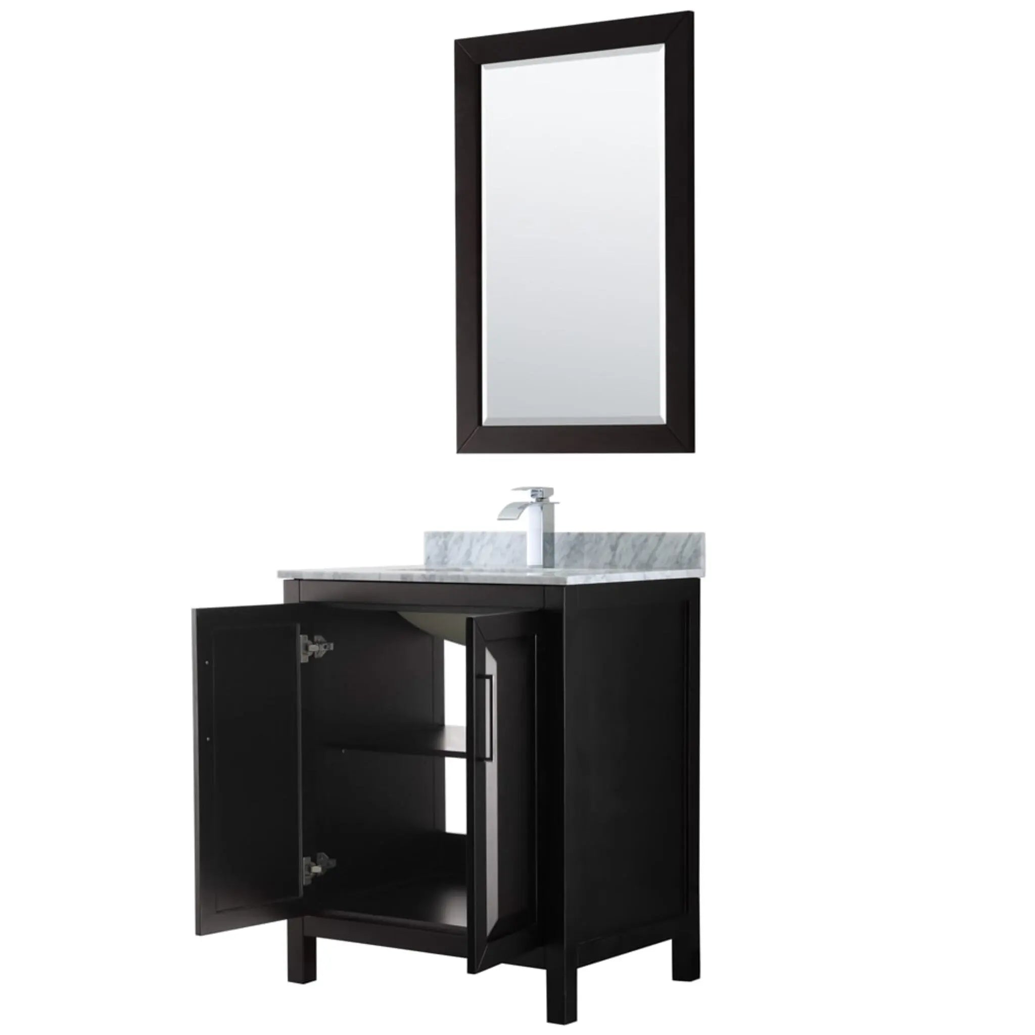 30" Daria Single Bathroom Vanity in Dark Espresso with Polished Chrome Trim & 24" Mirror by Wyndham