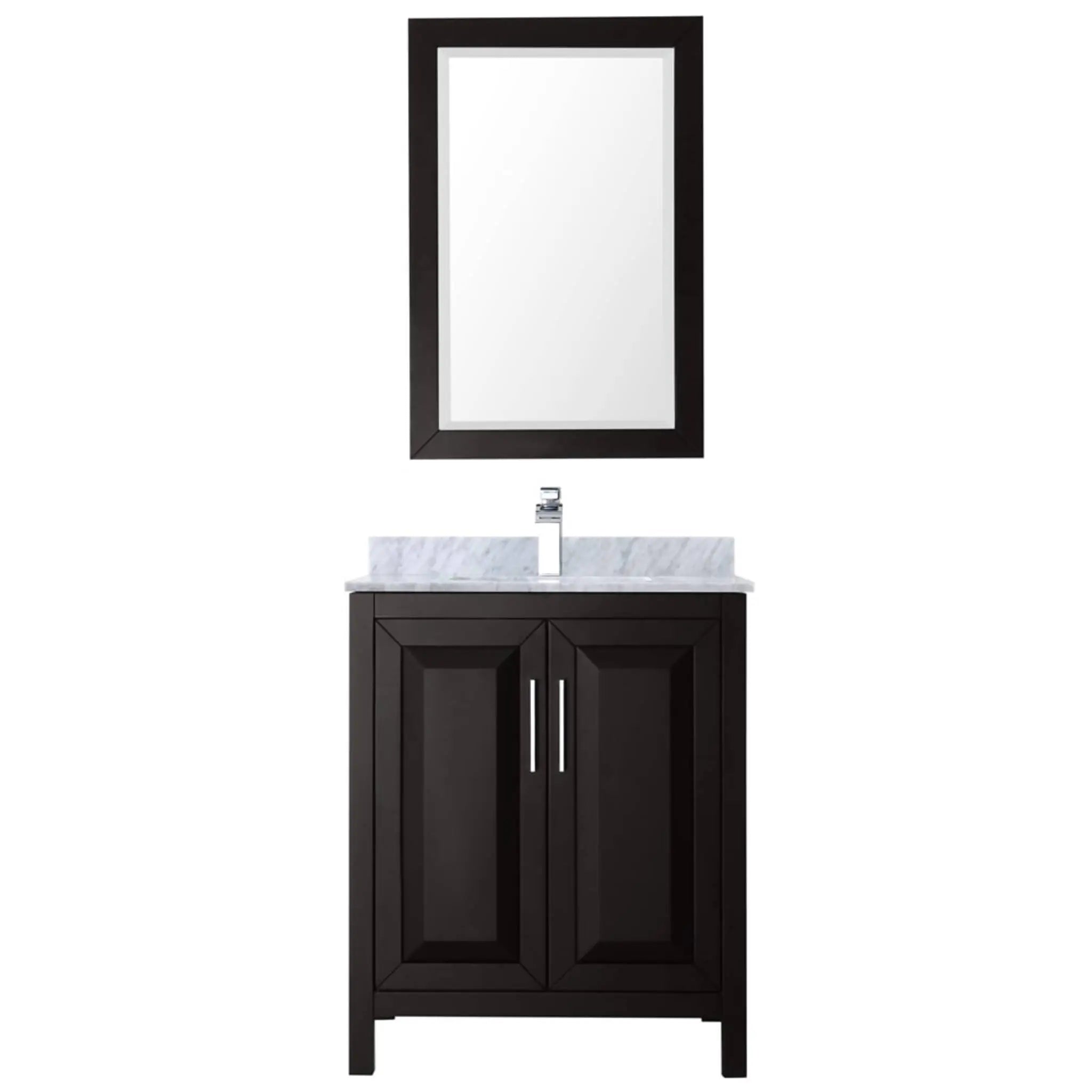 30" Daria Single Bathroom Vanity in Dark Espresso with Polished Chrome Trim & 24" Mirror by Wyndham