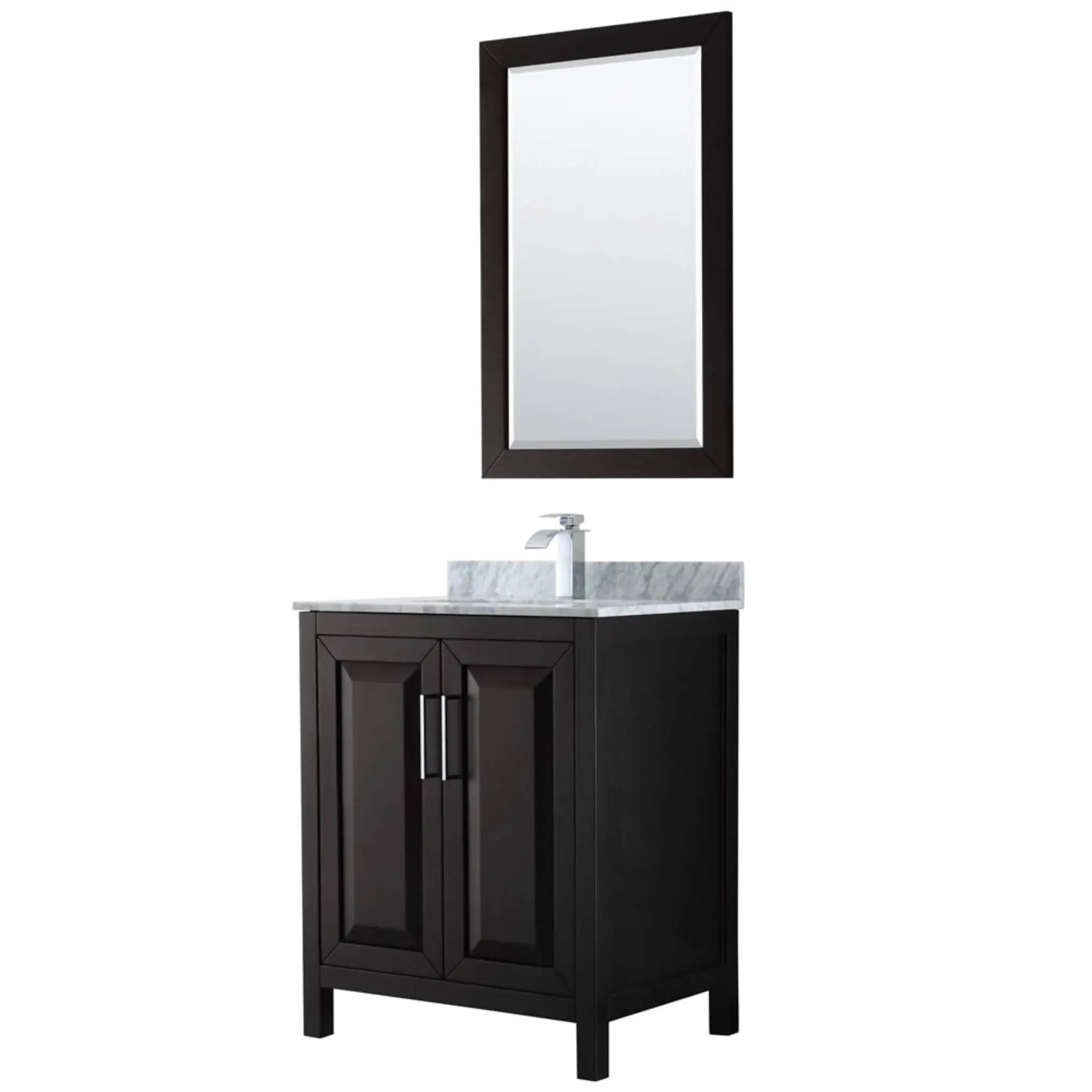30" Daria Single Bathroom Vanity in Dark Espresso with Polished Chrome Trim & 24" Mirror by Wyndham