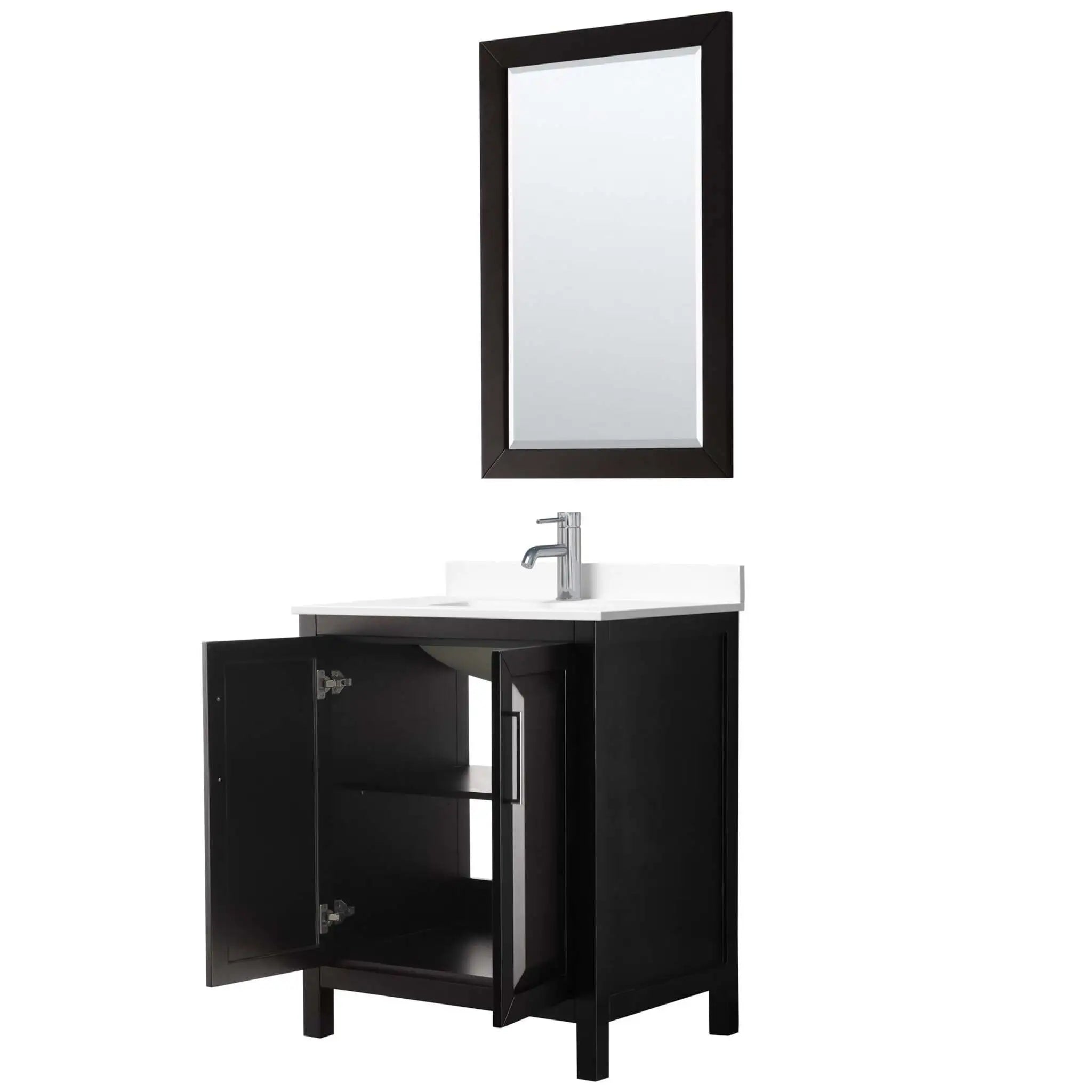 30" Daria Single Bathroom Vanity in Dark Espresso with Polished Chrome Trim & 24" Mirror by Wyndham