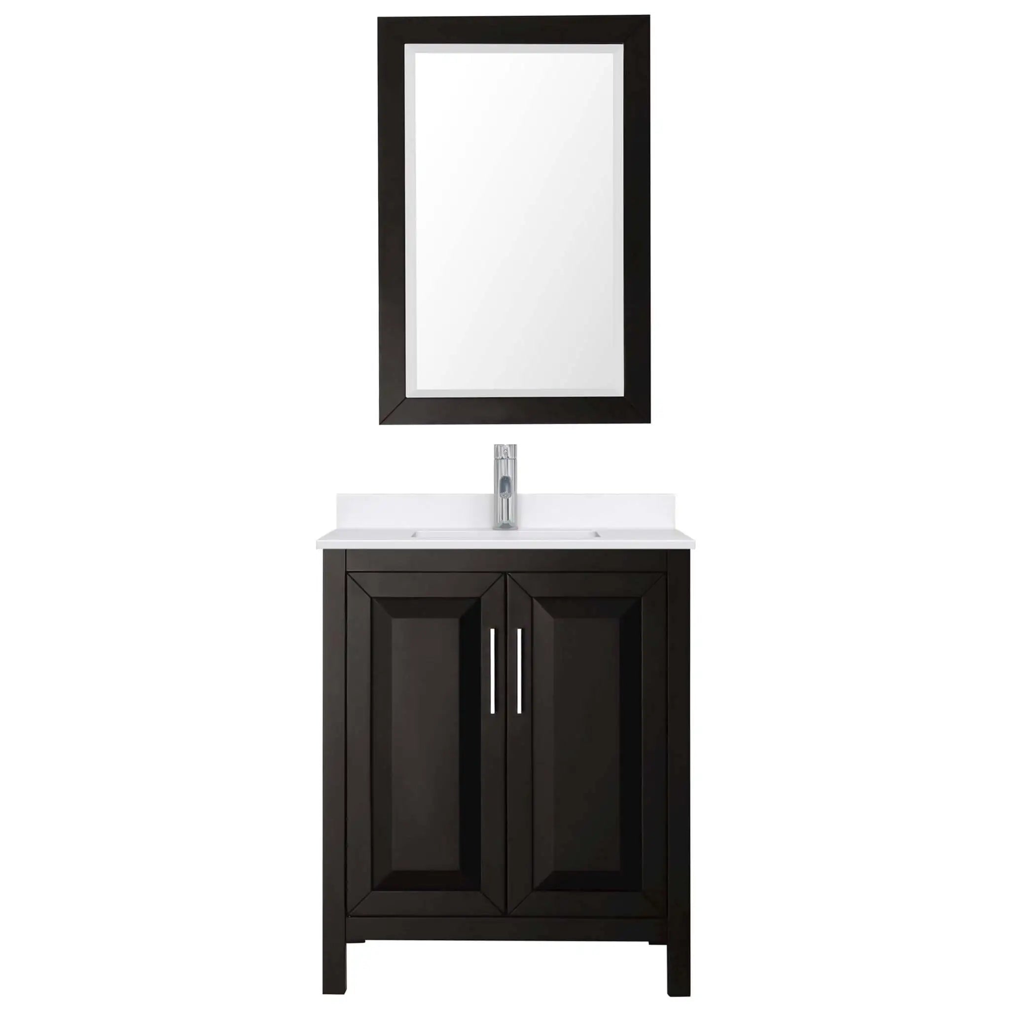 30" Daria Single Bathroom Vanity in Dark Espresso with Polished Chrome Trim & 24" Mirror by Wyndham