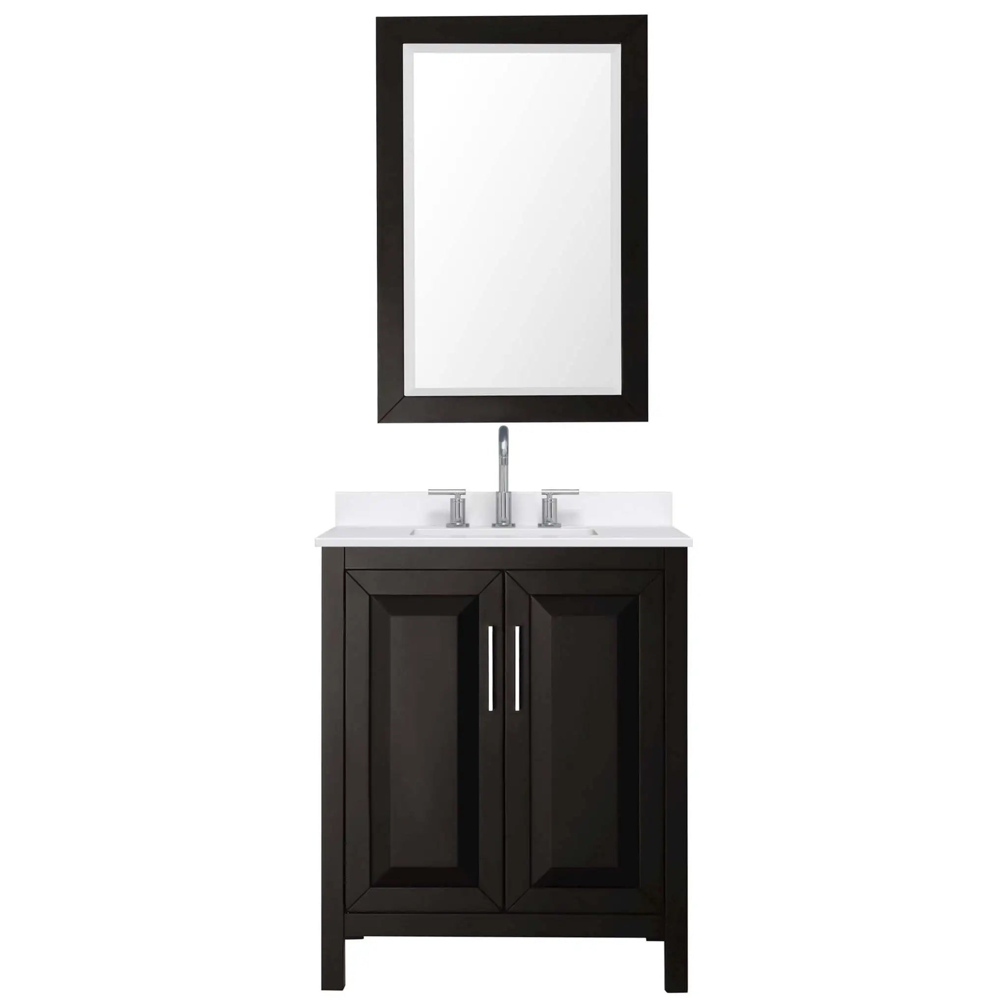 30" Daria Single Bathroom Vanity in Dark Espresso with Polished Chrome Trim & 24" Mirror by Wyndham