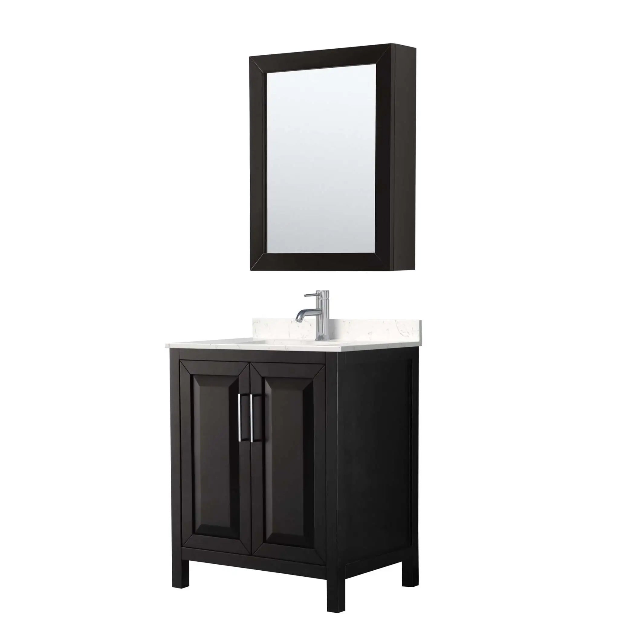 30" Daria Single Bathroom Vanity in Dark Espresso with Polished Chrome Trim & Medicine Cabinet by Wyndham