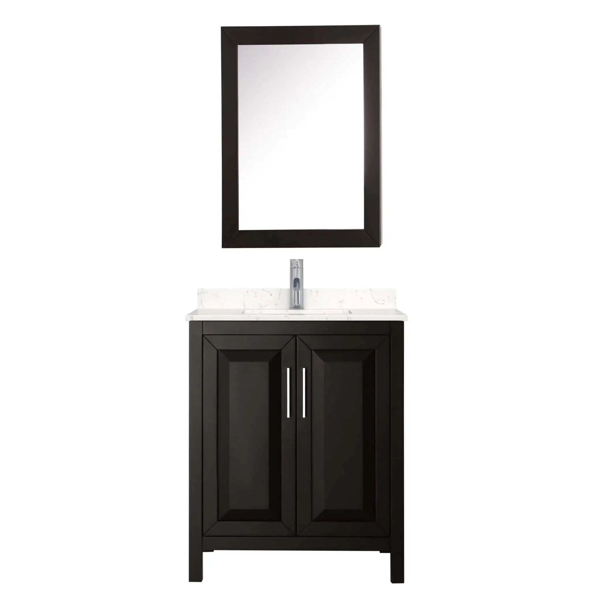30" Daria Single Bathroom Vanity in Dark Espresso with Polished Chrome Trim & Medicine Cabinet by Wyndham