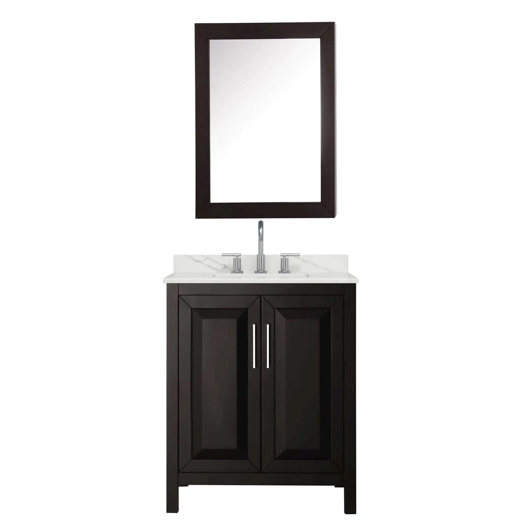 30" Daria Single Bathroom Vanity in Dark Espresso with Polished Chrome Trim & Medicine Cabinet by Wyndham
