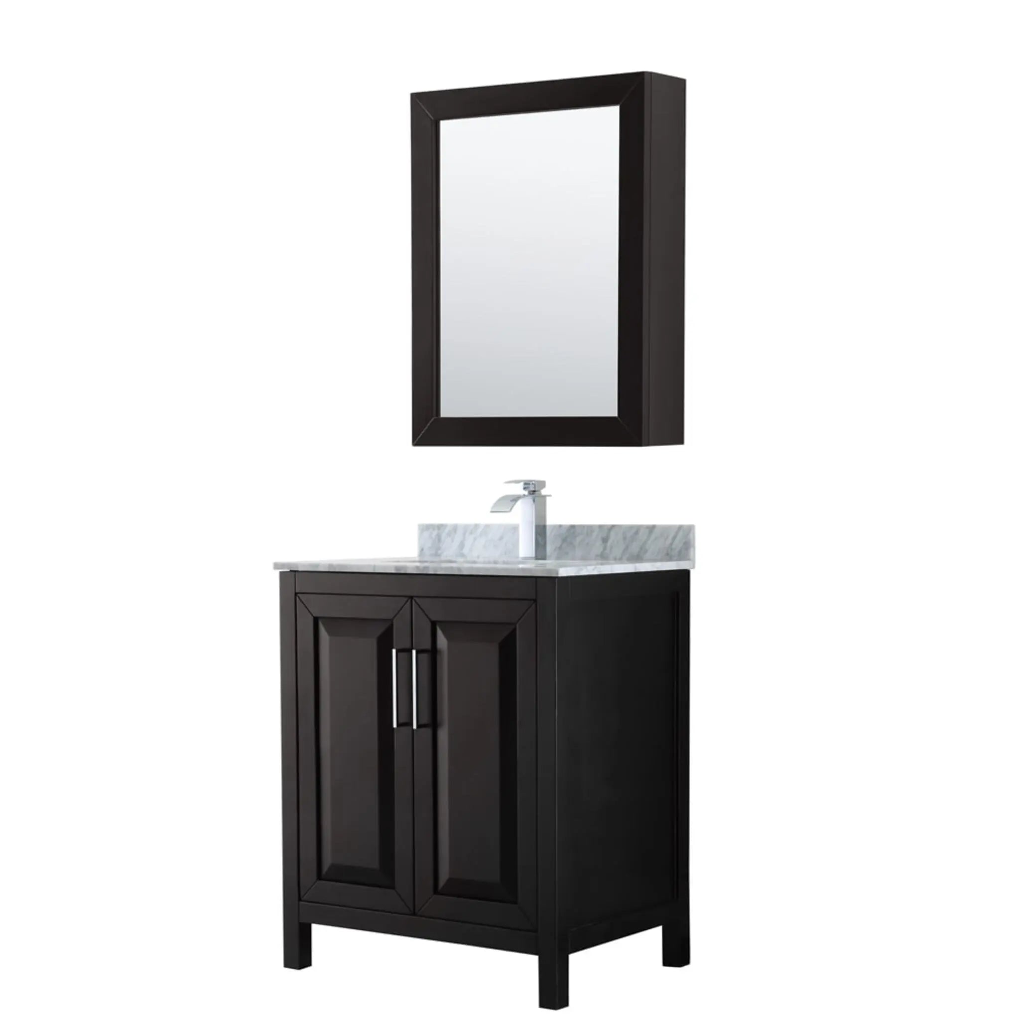 30" Daria Single Bathroom Vanity in Dark Espresso with Polished Chrome Trim & Medicine Cabinet by Wyndham