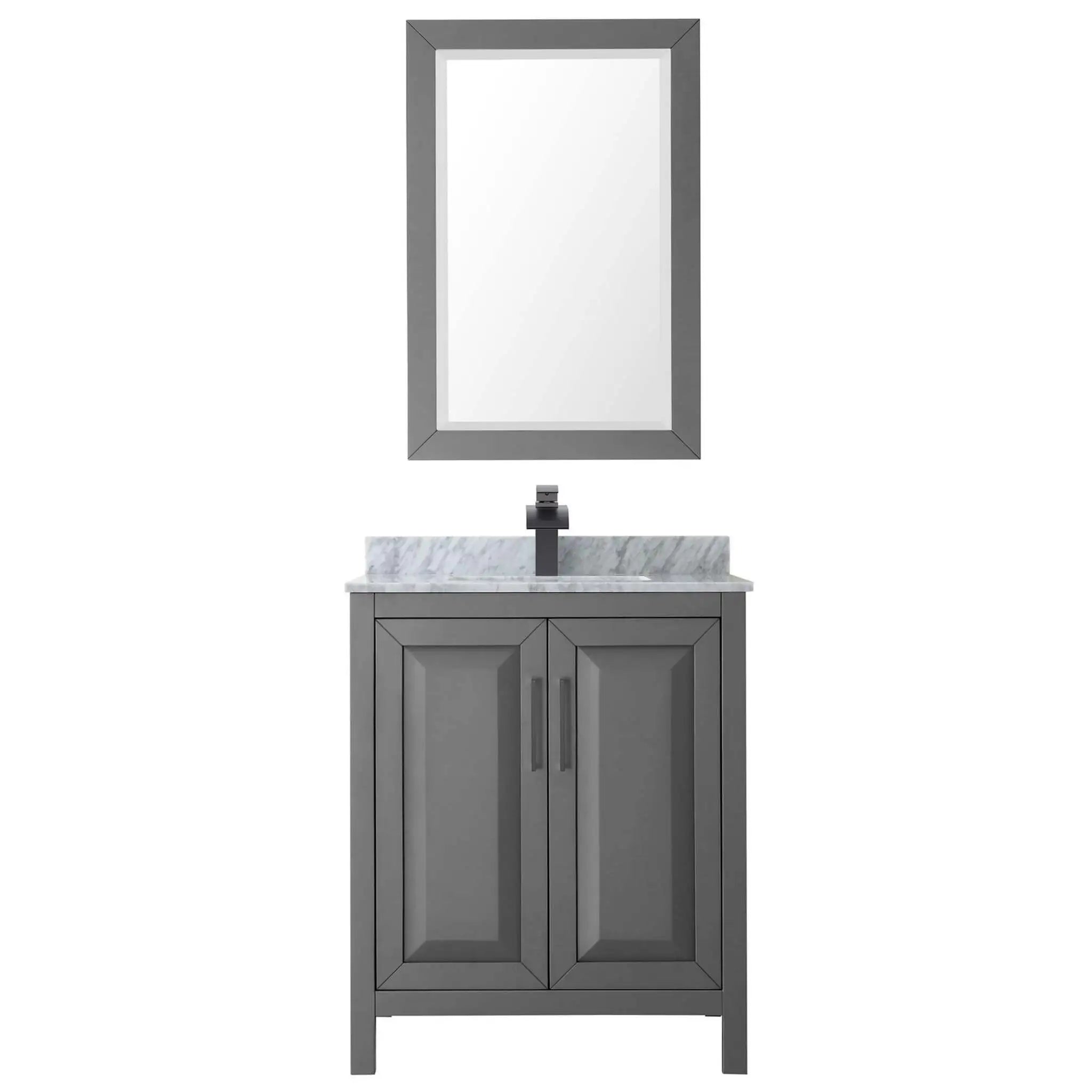 30" Daria Single Bathroom Vanity in Dark Gray with Matte Black Trim & 24" Mirror by Wyndham
