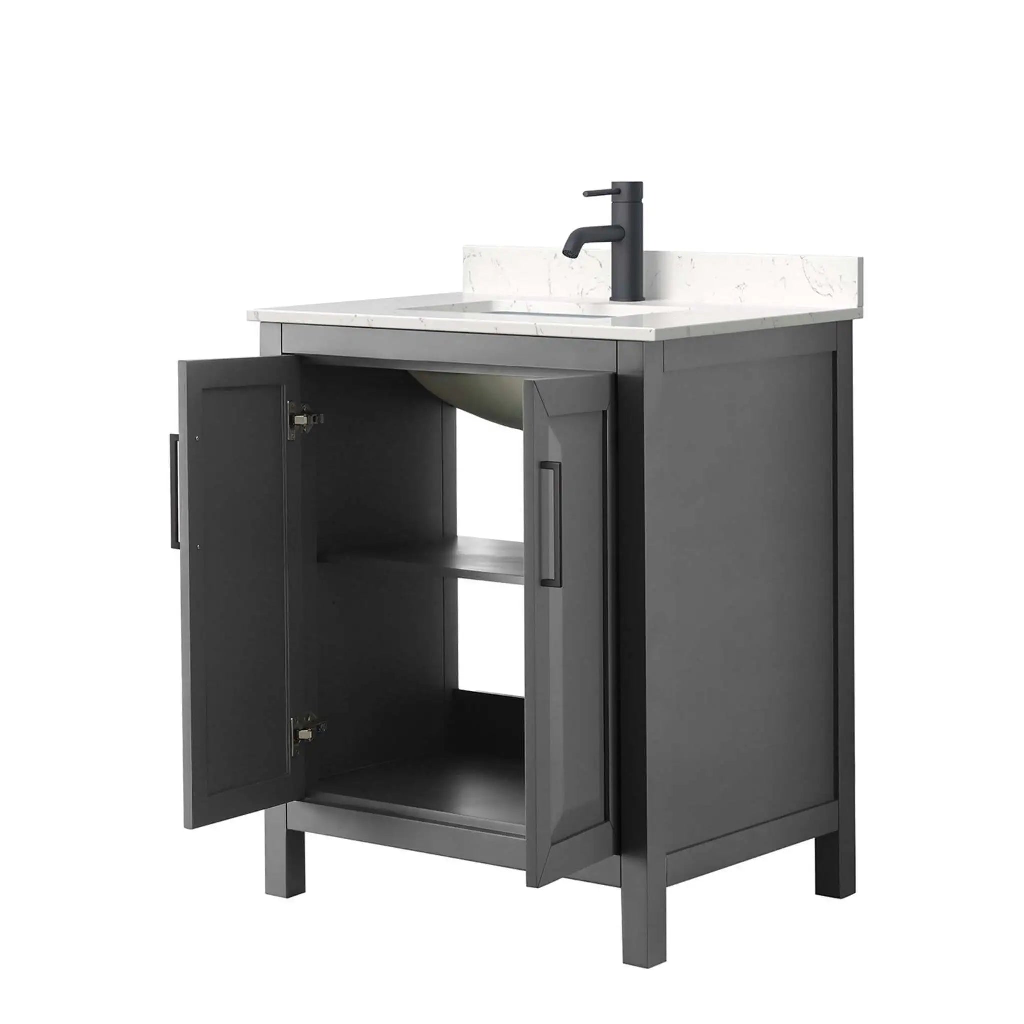 30" Daria Single Bathroom Vanity in Dark Gray with Matte Black Trim by Wyndham