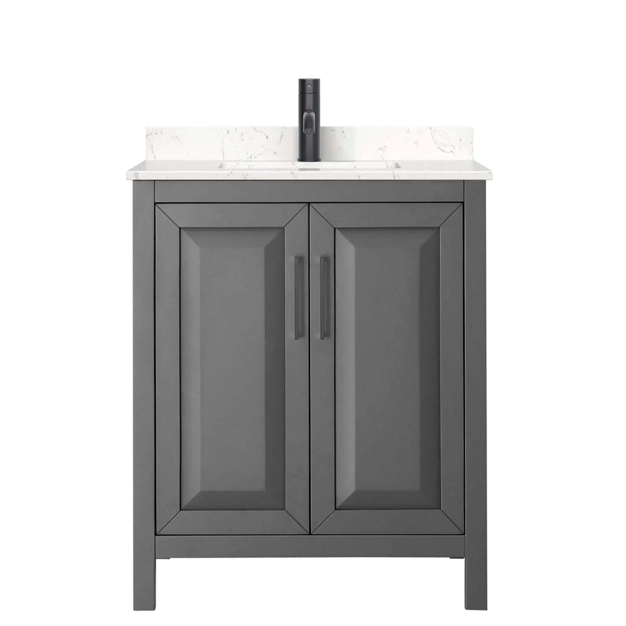 30" Daria Single Bathroom Vanity in Dark Gray with Matte Black Trim by Wyndham