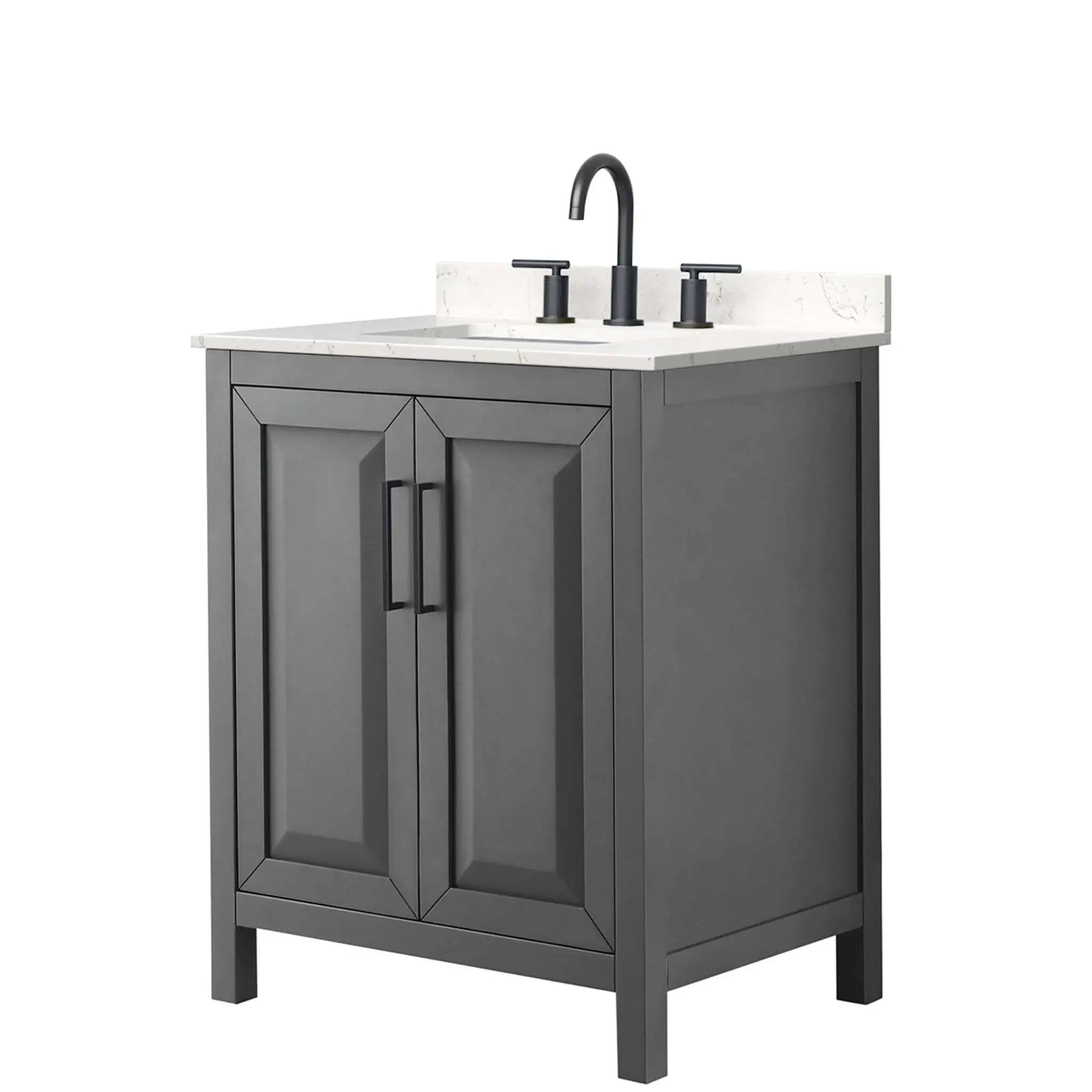 30" Daria Single Bathroom Vanity in Dark Gray with Matte Black Trim by Wyndham