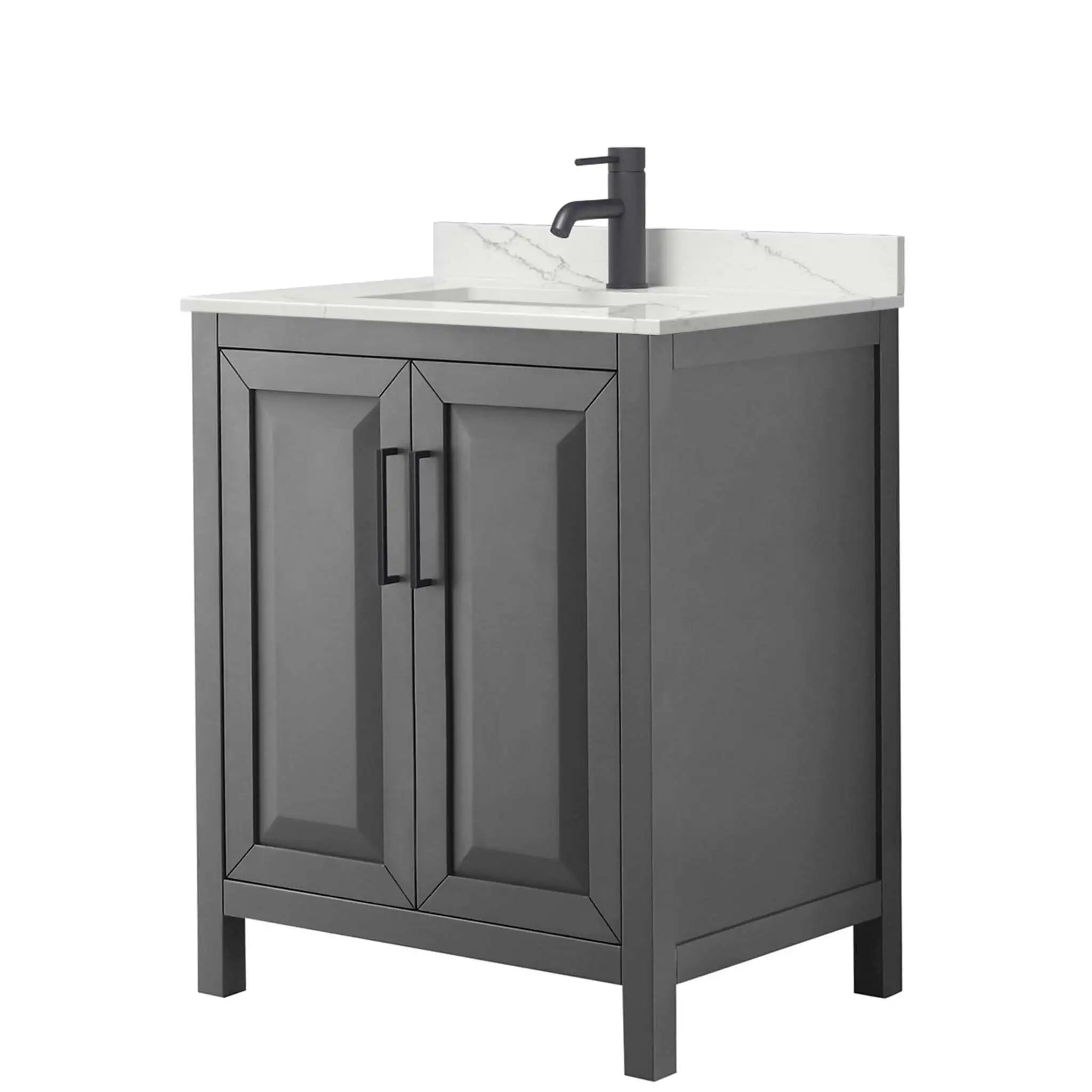 30" Daria Single Bathroom Vanity in Dark Gray with Matte Black Trim by Wyndham