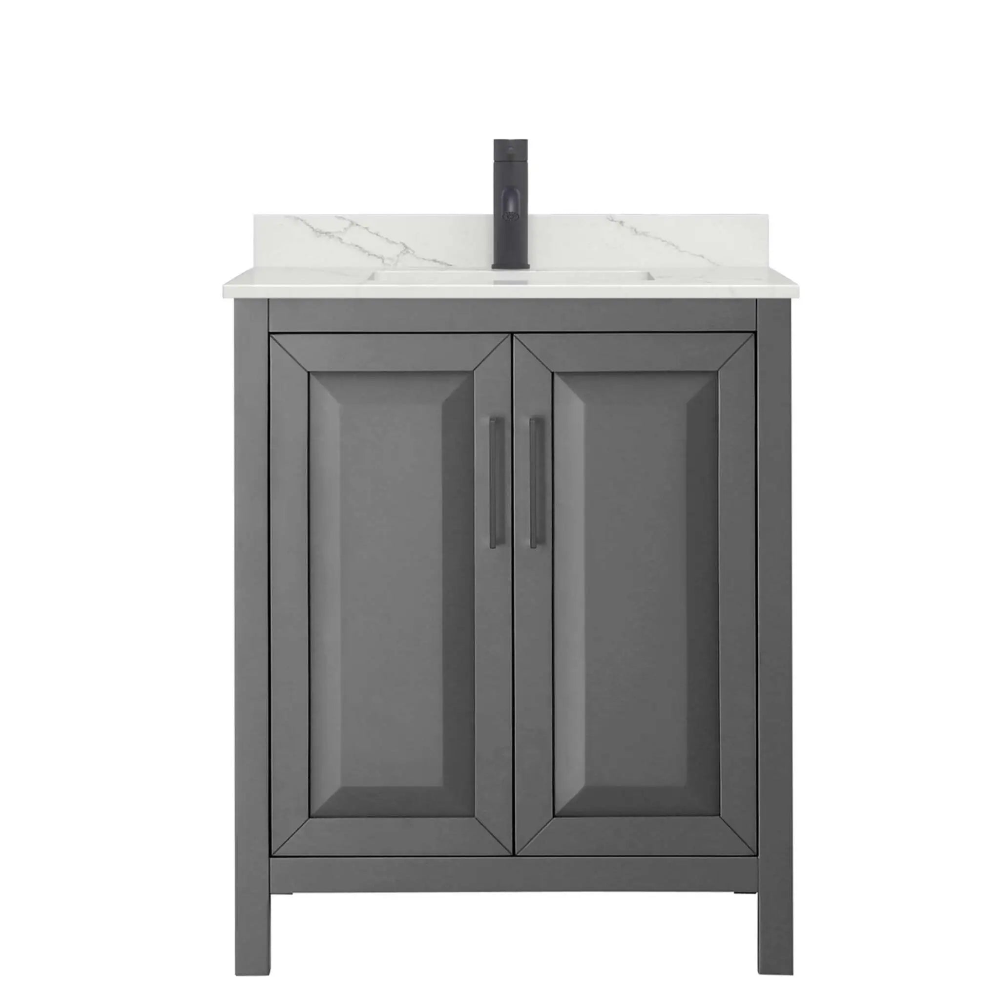 30" Daria Single Bathroom Vanity in Dark Gray with Matte Black Trim by Wyndham