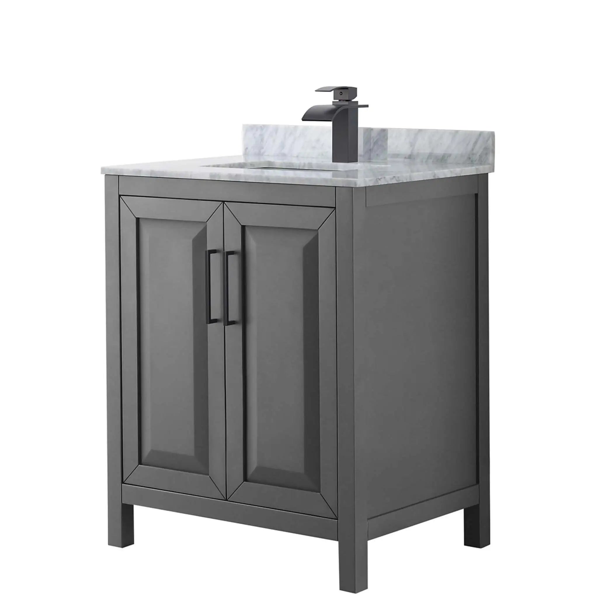 30" Daria Single Bathroom Vanity in Dark Gray with Matte Black Trim by Wyndham