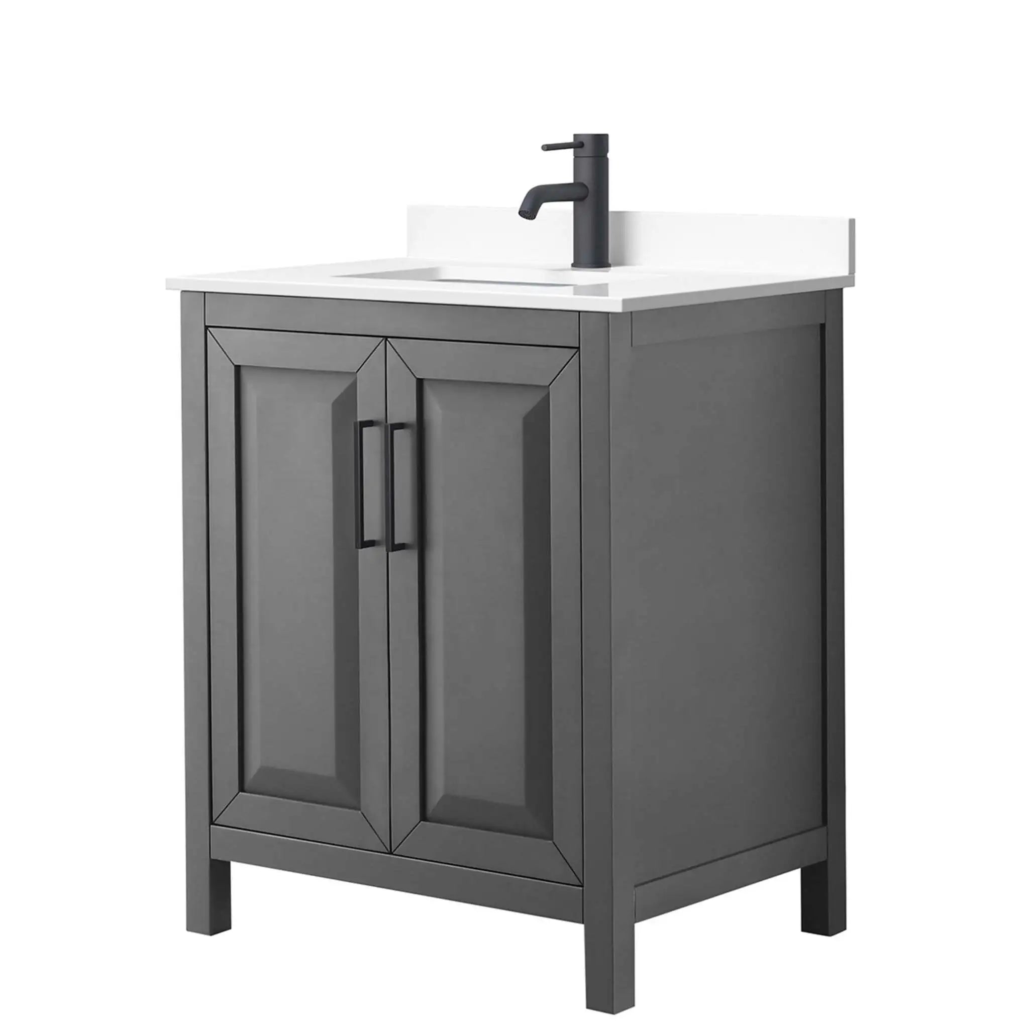 30" Daria Single Bathroom Vanity in Dark Gray with Matte Black Trim by Wyndham