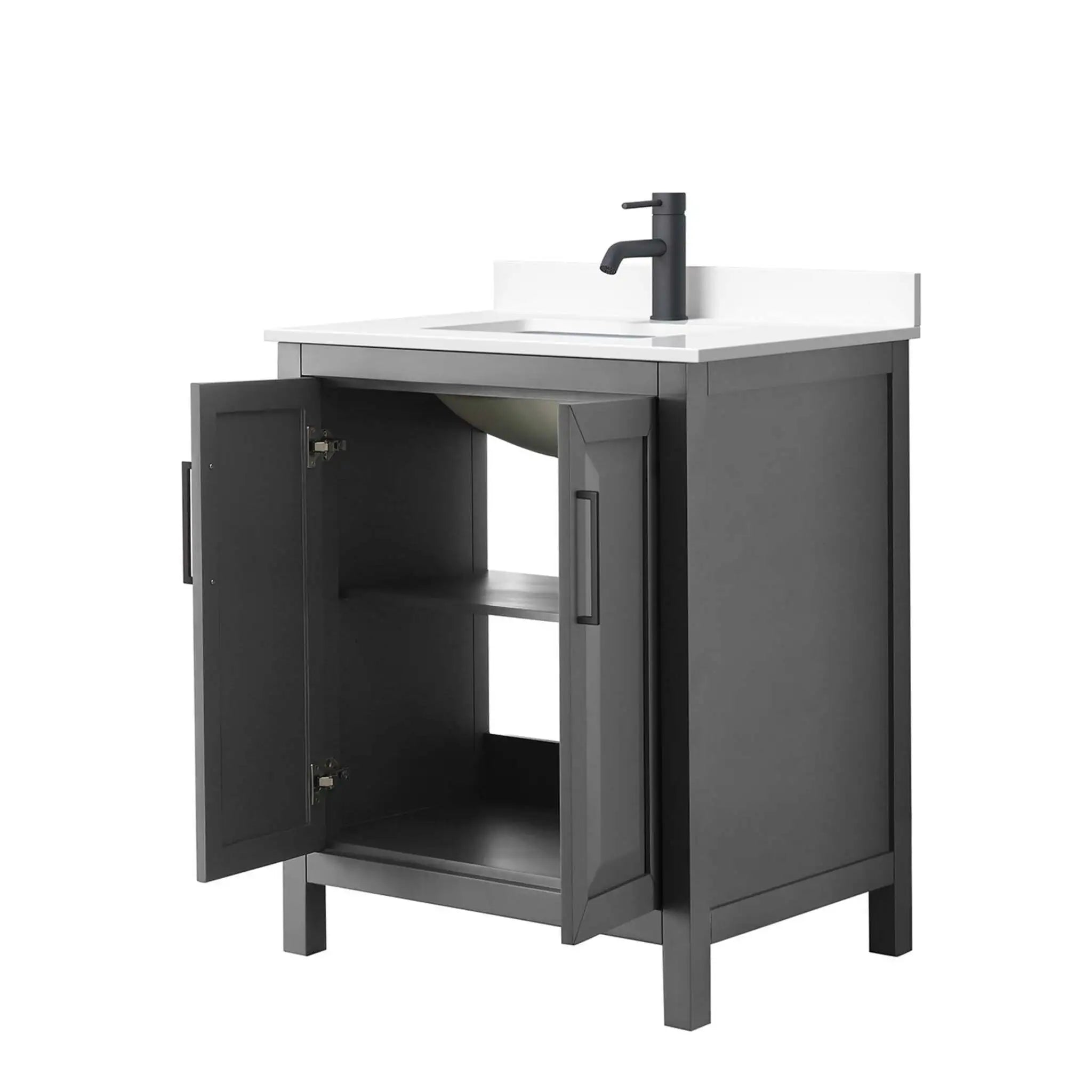 30" Daria Single Bathroom Vanity in Dark Gray with Matte Black Trim by Wyndham