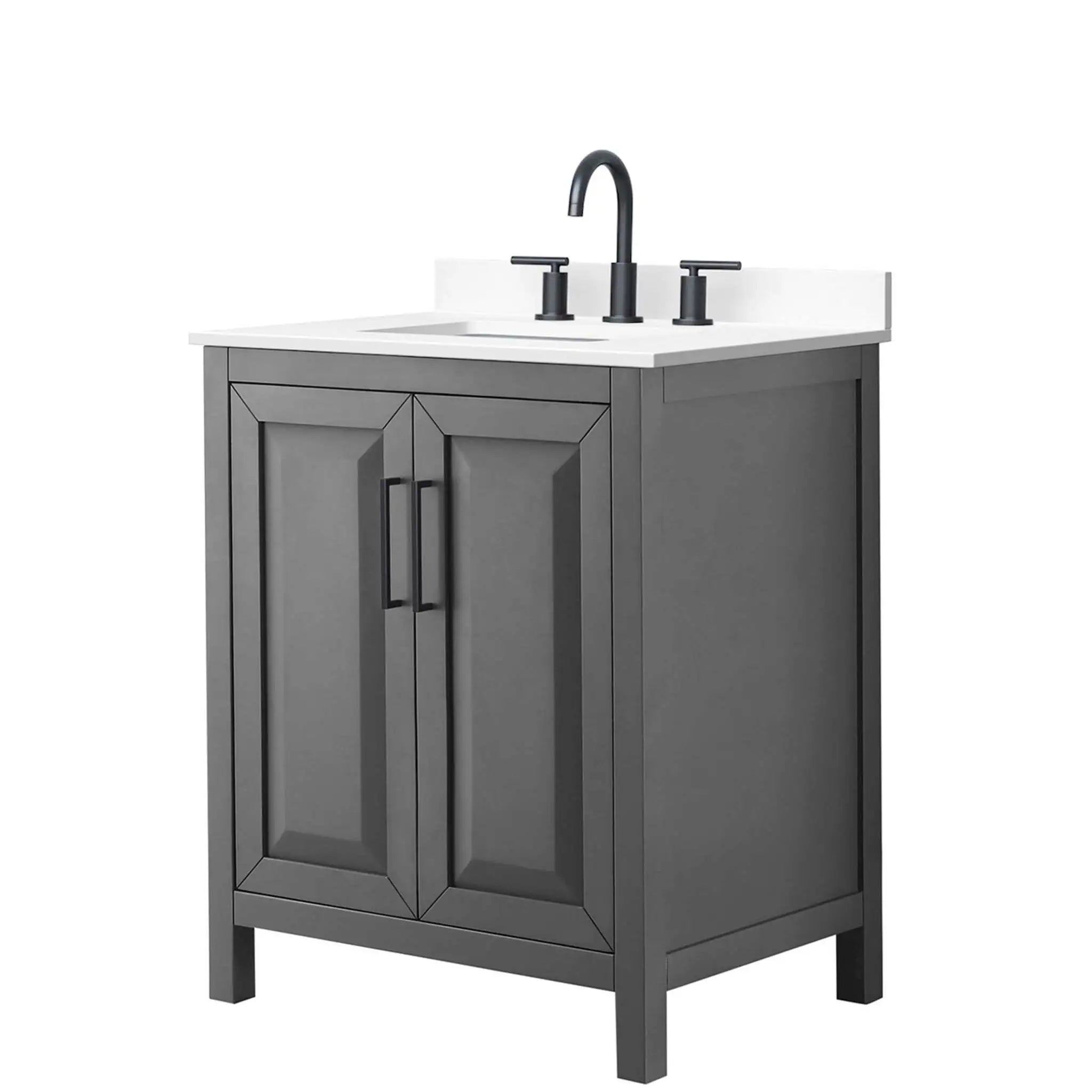 30" Daria Single Bathroom Vanity in Dark Gray with Matte Black Trim by Wyndham