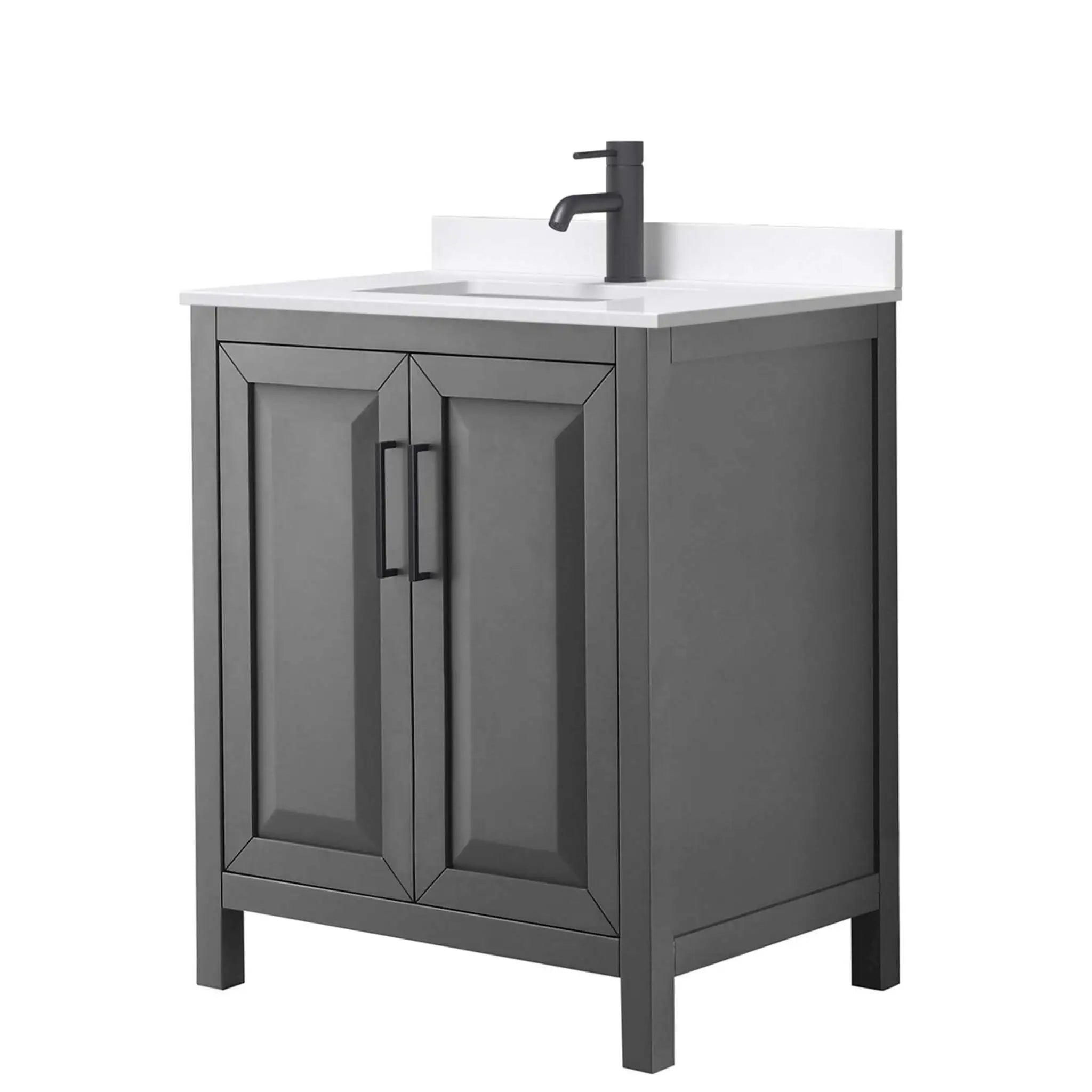 30" Daria Single Bathroom Vanity in Dark Gray with Matte Black Trim by Wyndham