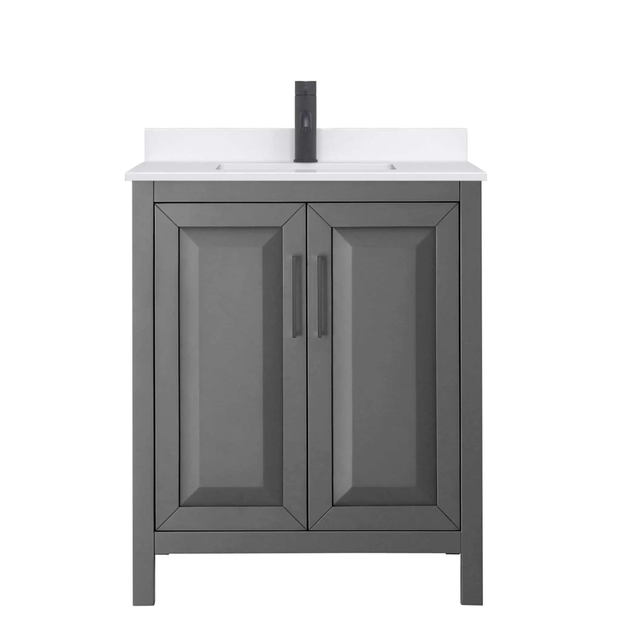 30" Daria Single Bathroom Vanity in Dark Gray with Matte Black Trim by Wyndham