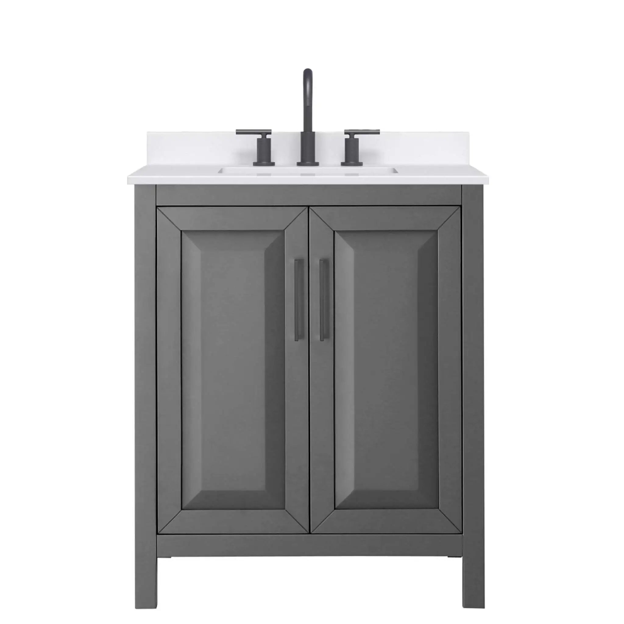 30" Daria Single Bathroom Vanity in Dark Gray with Matte Black Trim by Wyndham