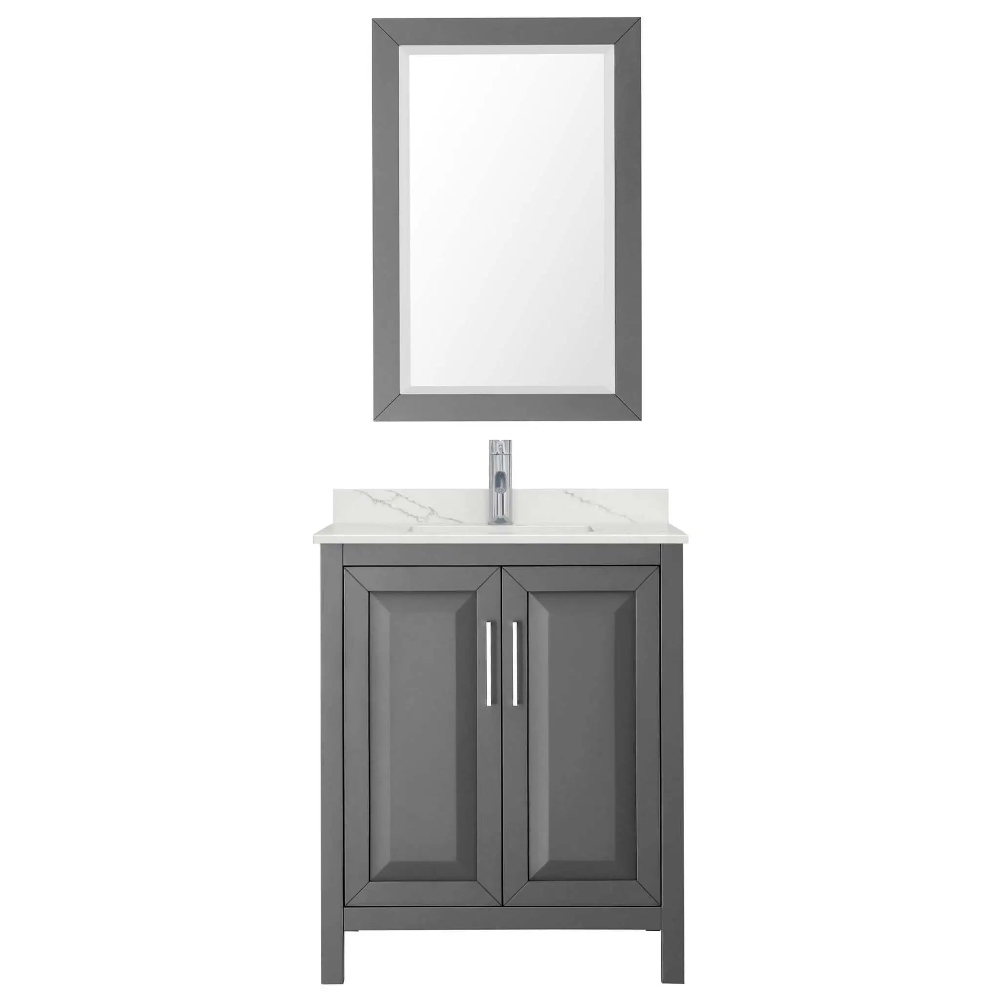 30" Daria Single Bathroom Vanity in Dark Gray with Polished Chrome Trim & 24" Mirror by Wyndham