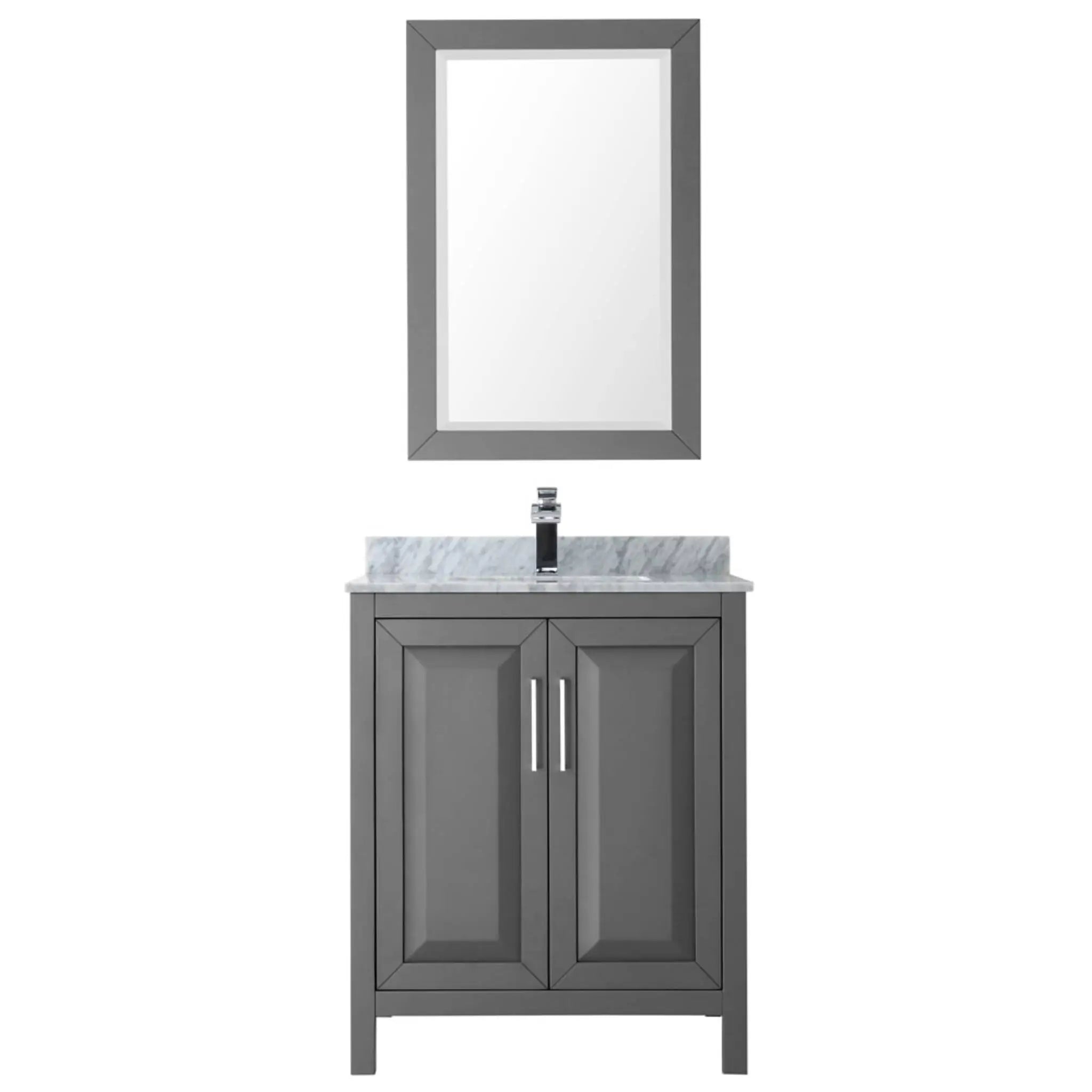 30" Daria Single Bathroom Vanity in Dark Gray with Polished Chrome Trim & 24" Mirror by Wyndham