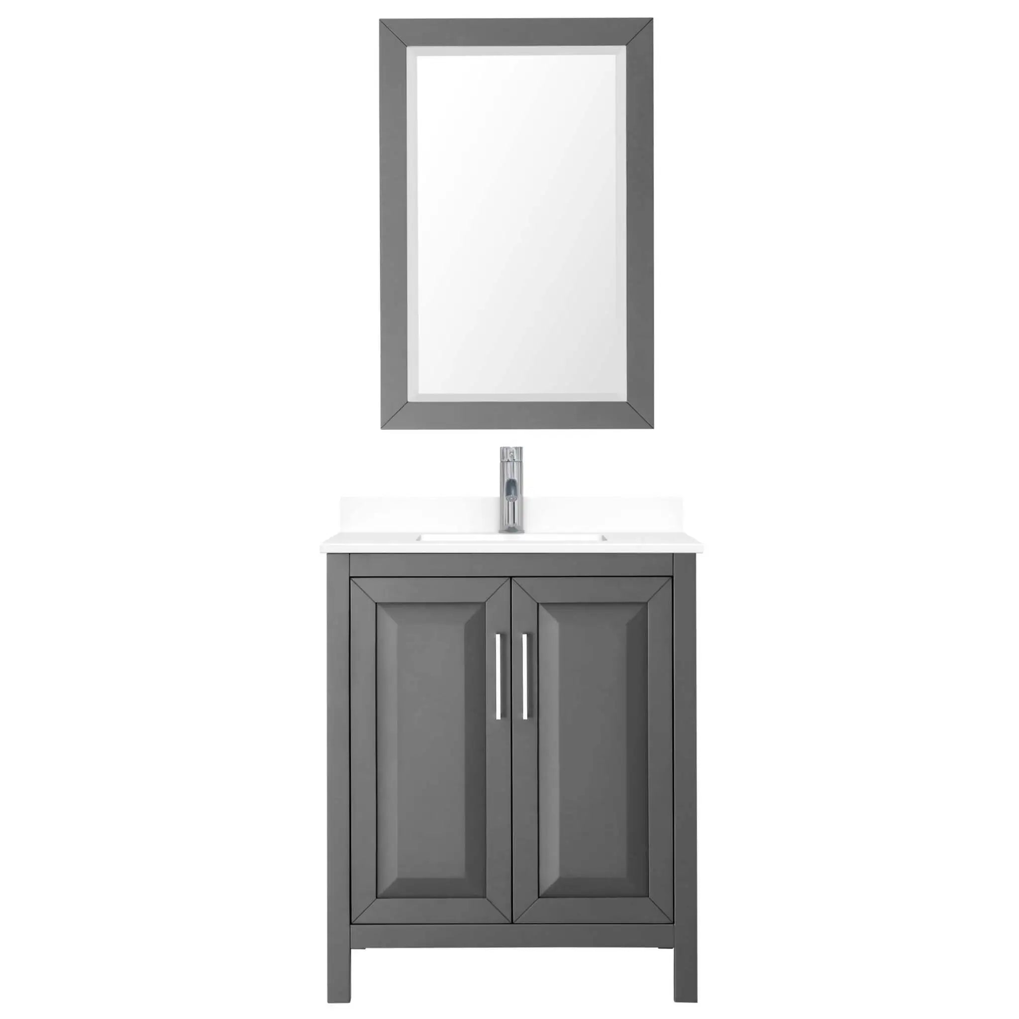 30" Daria Single Bathroom Vanity in Dark Gray with Polished Chrome Trim & 24" Mirror by Wyndham
