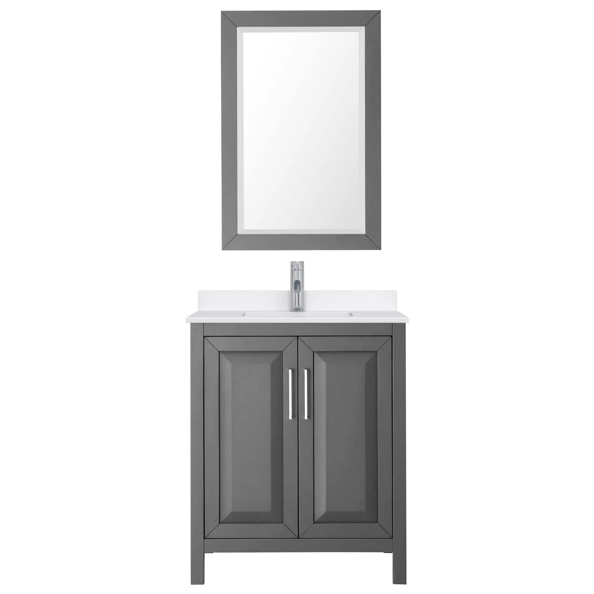 30" Daria Single Bathroom Vanity in Dark Gray with Polished Chrome Trim & 24" Mirror by Wyndham