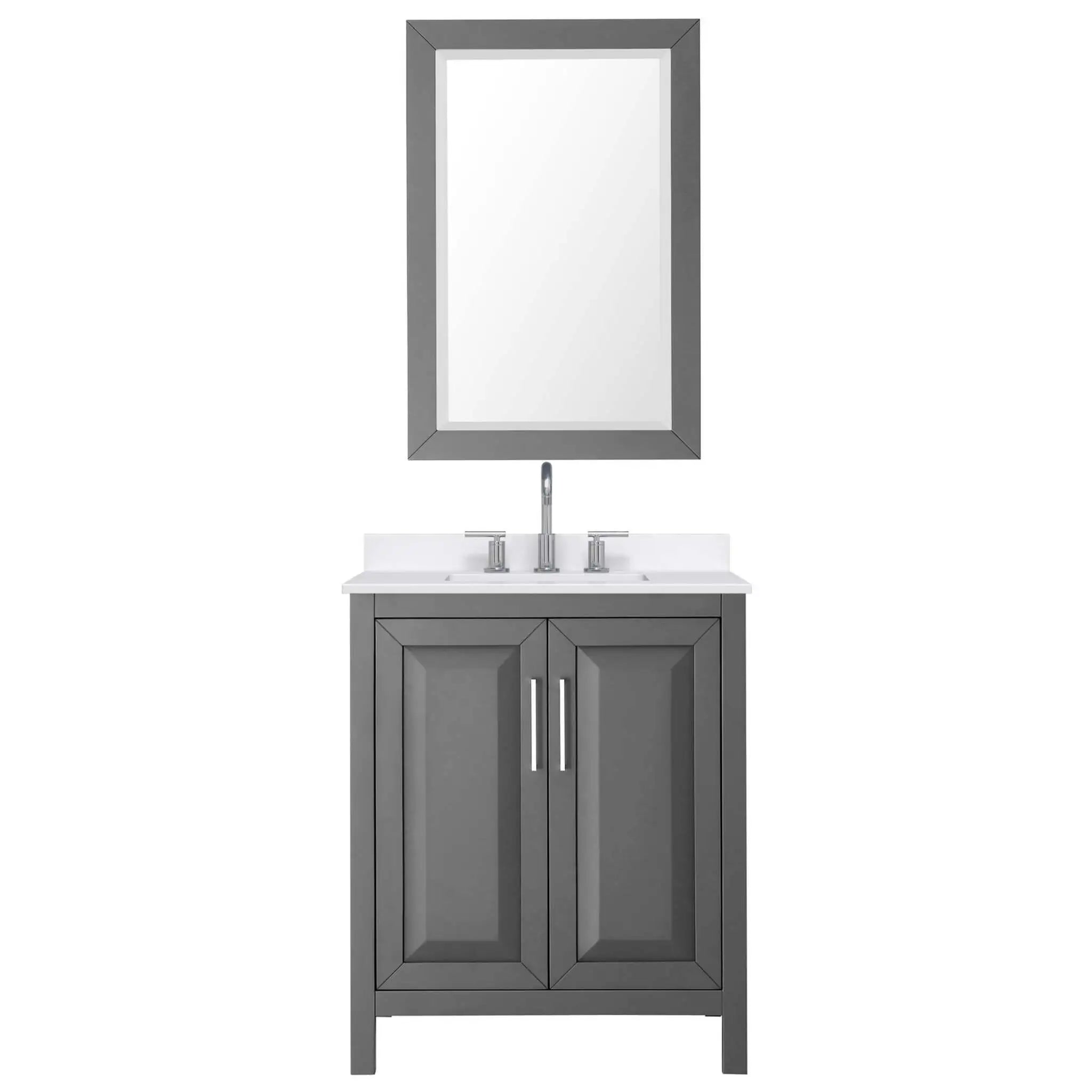 30" Daria Single Bathroom Vanity in Dark Gray with Polished Chrome Trim & 24" Mirror by Wyndham